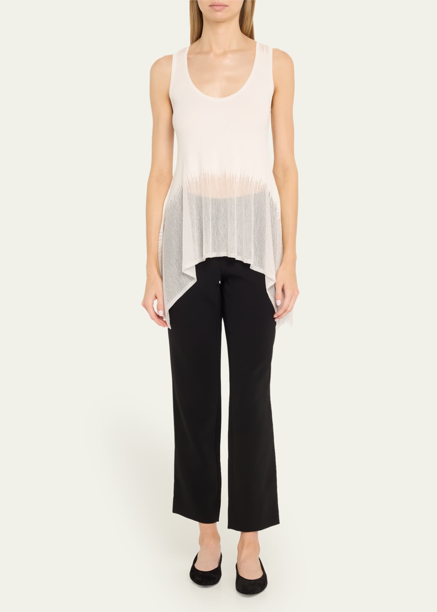 Prabal Gurung Sheer Opaque Intarsia Peplum Tank Top Image 2 of 5