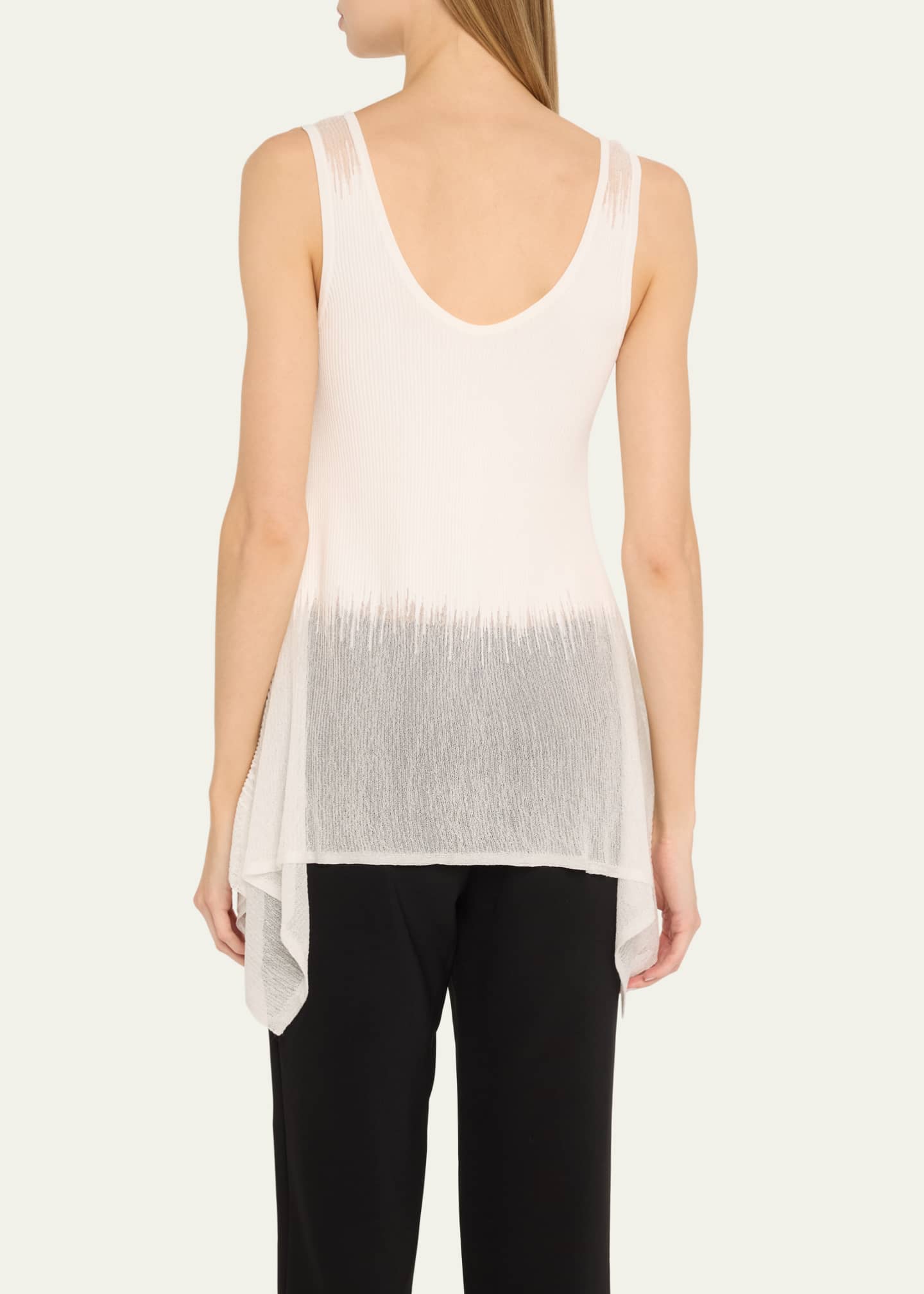 Prabal Gurung Sheer Opaque Intarsia Peplum Tank Top Image 3 of 5