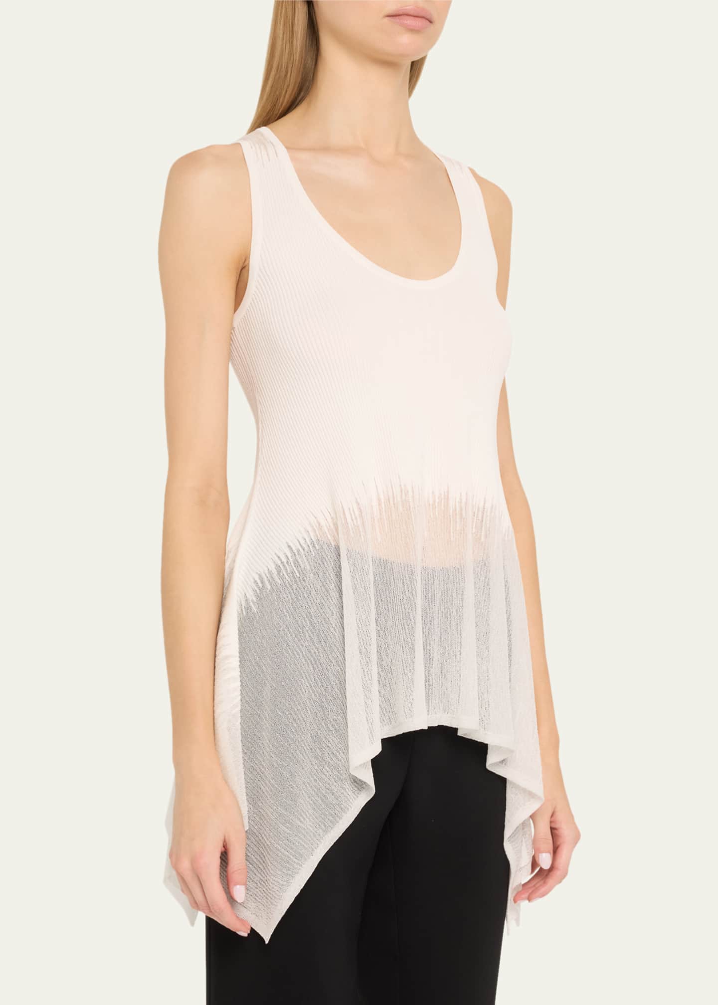 Prabal Gurung Sheer Opaque Intarsia Peplum Tank Top Image 4 of 5