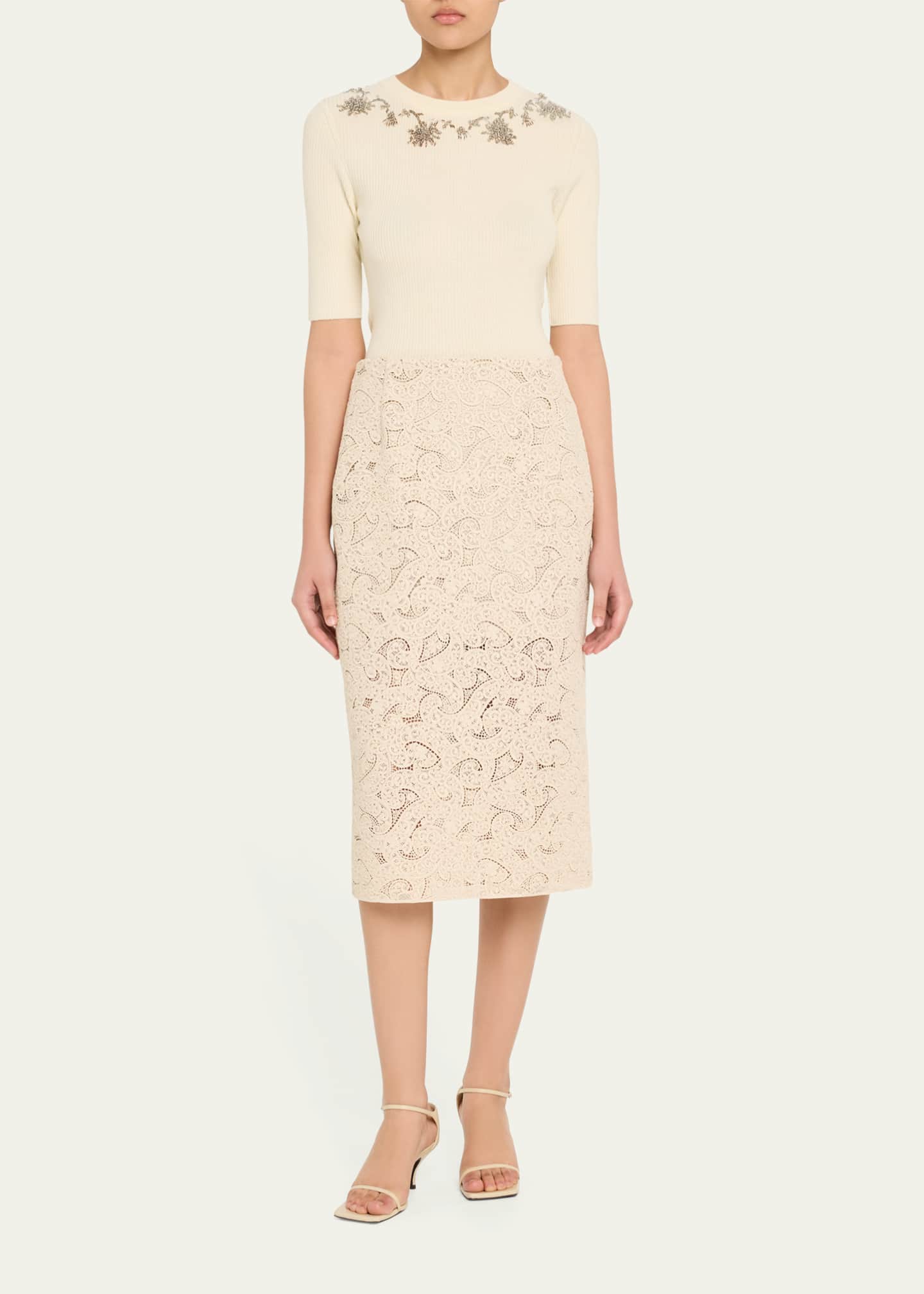 Prabal Gurung Lace Midi Pencil Skirt Image 2 of 5
