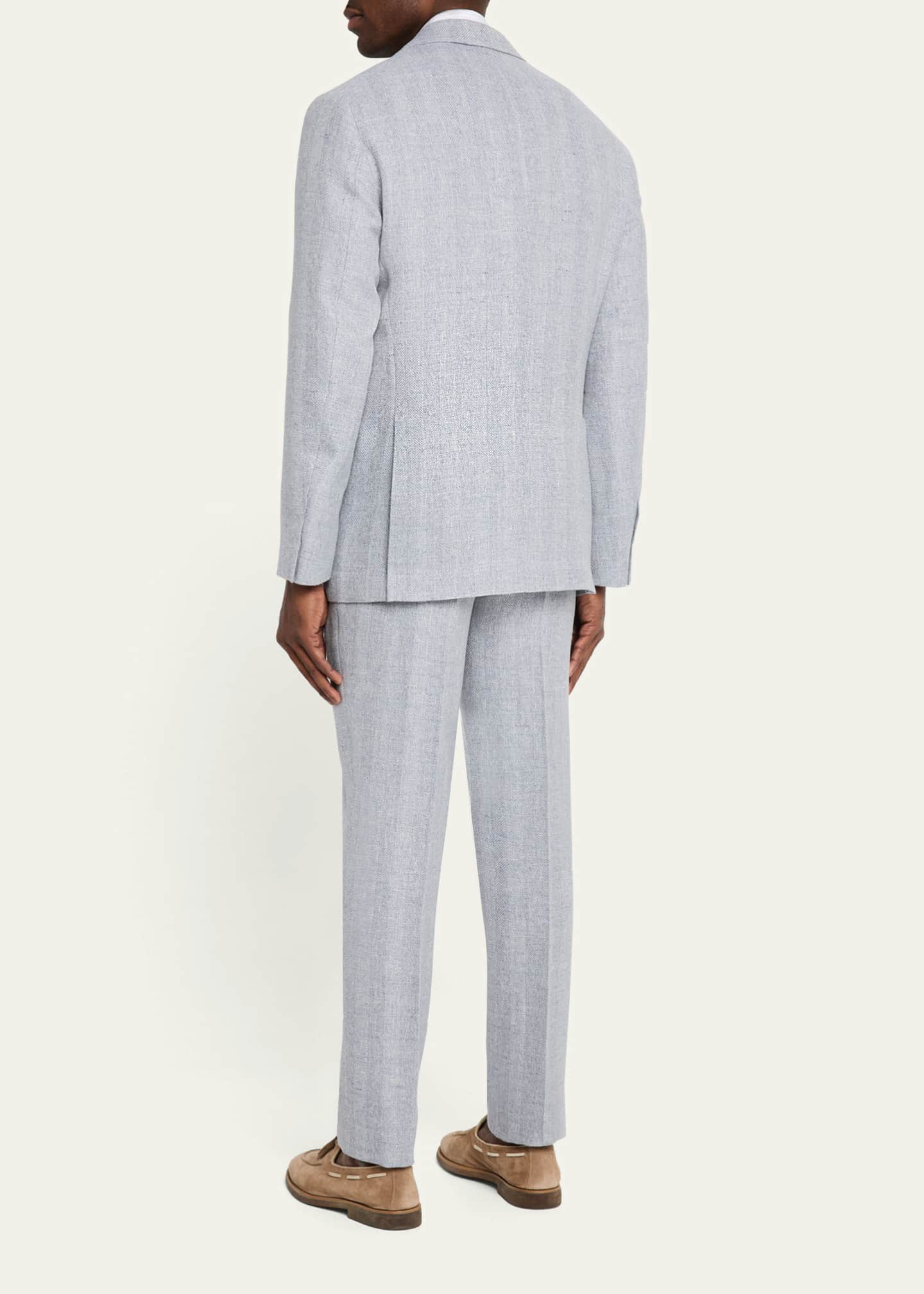 Brunello Cucinelli Men's Cavallo Textured Stripe Suit Image 3 of 8