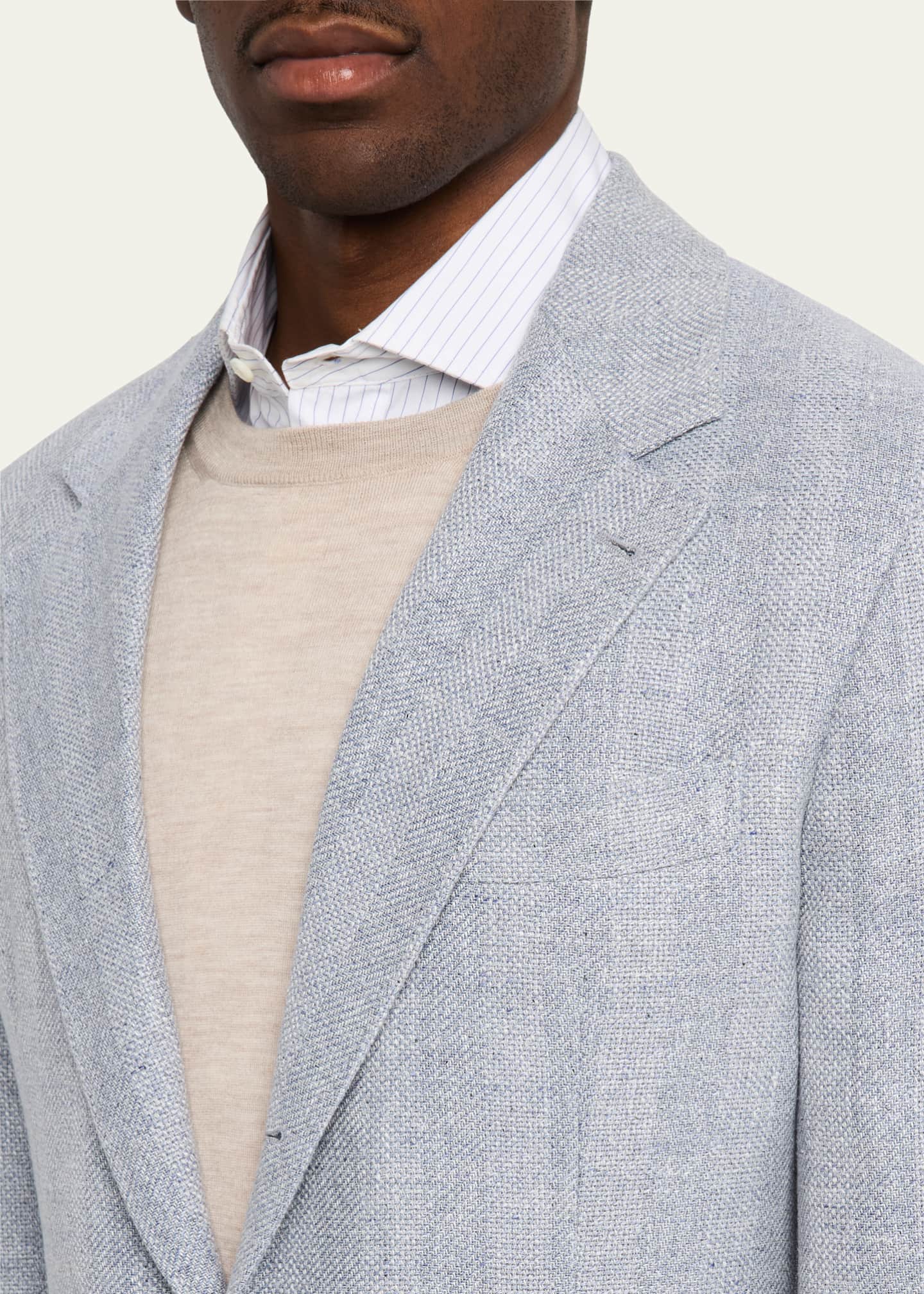 Brunello Cucinelli Men's Cavallo Textured Stripe Suit Image 6 of 8