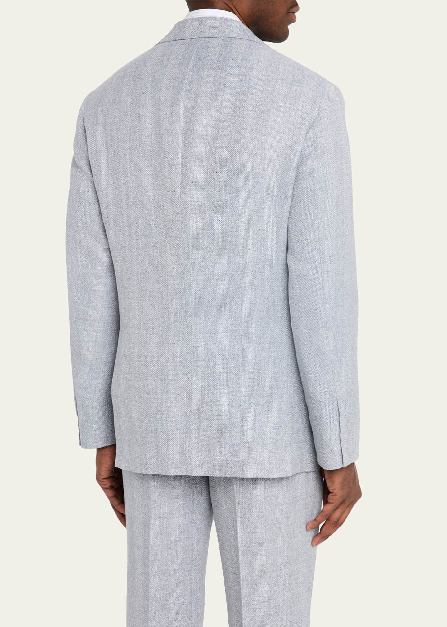 Brunello Cucinelli Men's Cavallo Textured Stripe Suit Image 5 of 8