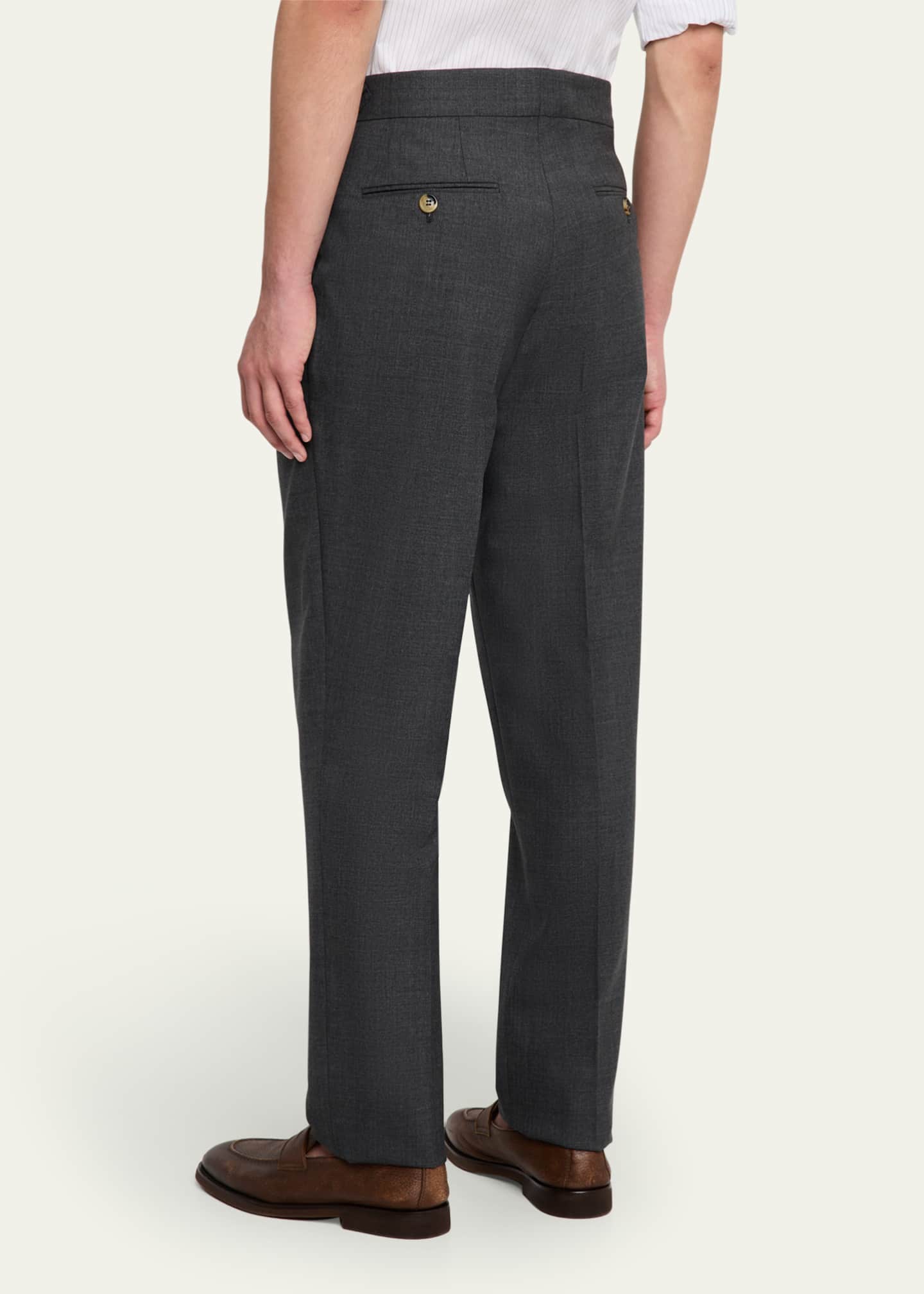 Brunello Cucinelli Men's Double-Pleated Wool Pants Image 3 of 5