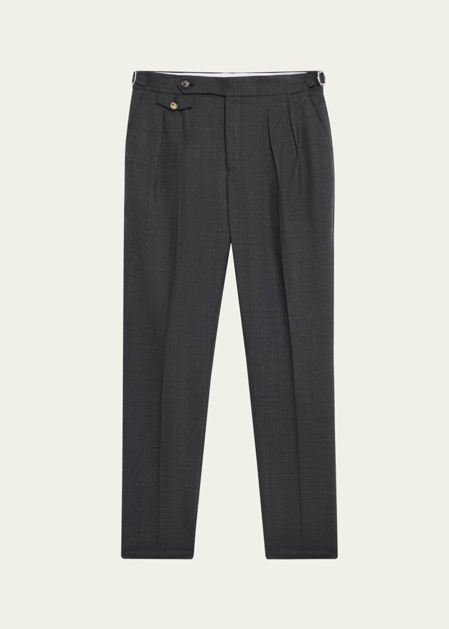 Brunello Cucinelli Men's Double-Pleated Wool Pants Image 1 of 5