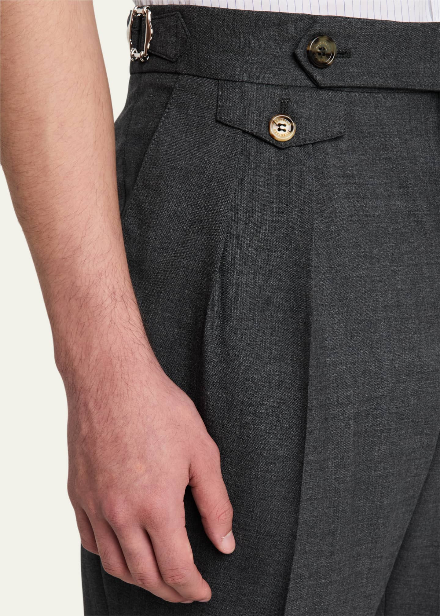 Brunello Cucinelli Men's Double-Pleated Wool Pants Image 5 of 5