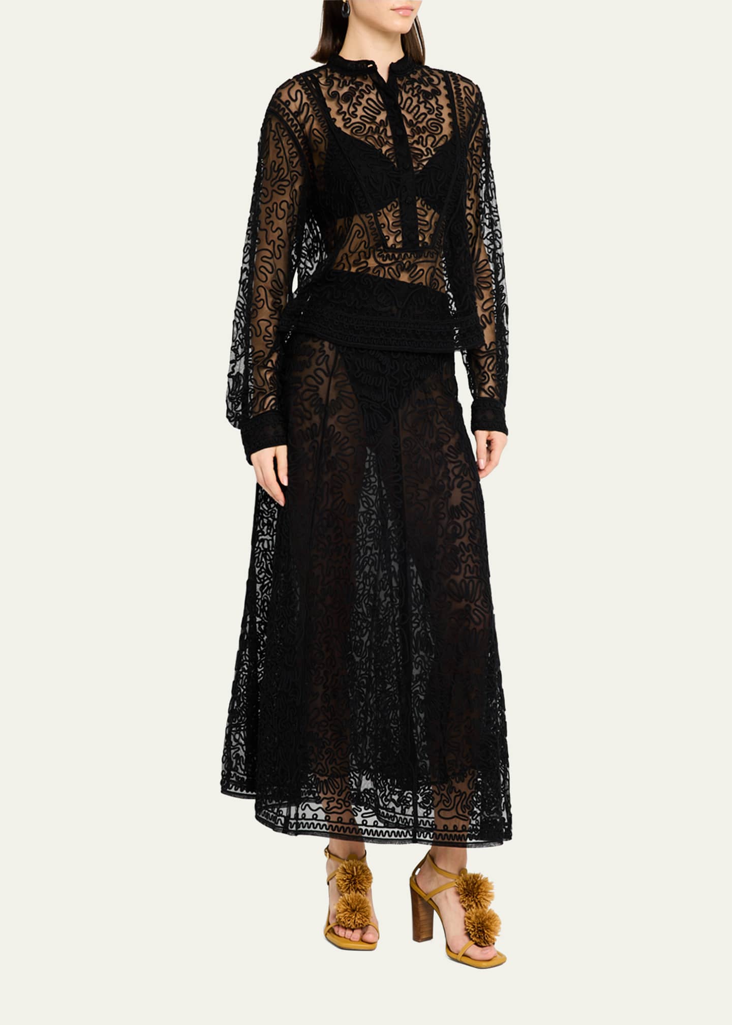 Ulla Johnson Esme Sheer Embroidered Blouse Image 2 of 5