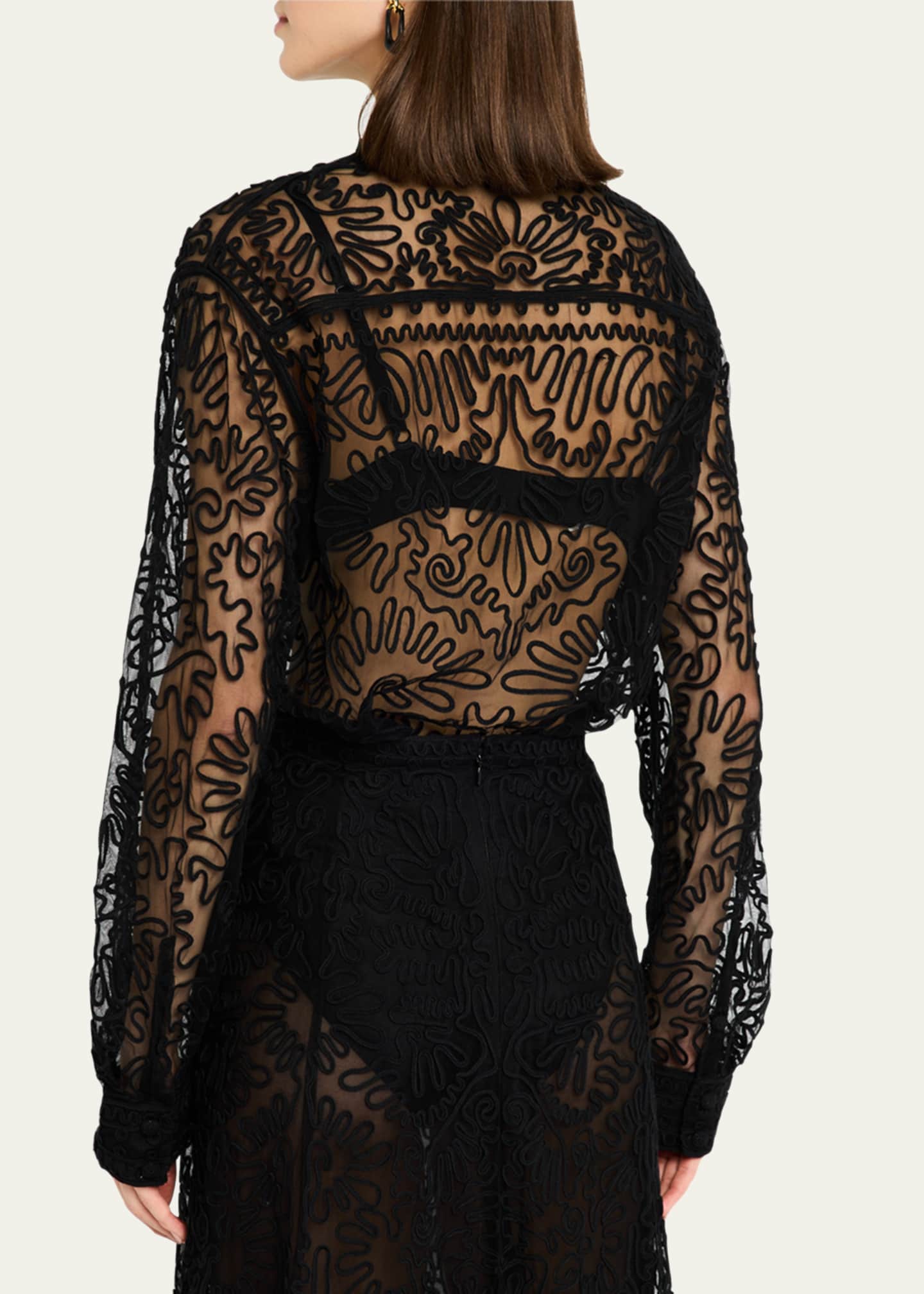 Ulla Johnson Esme Sheer Embroidered Blouse Image 3 of 5