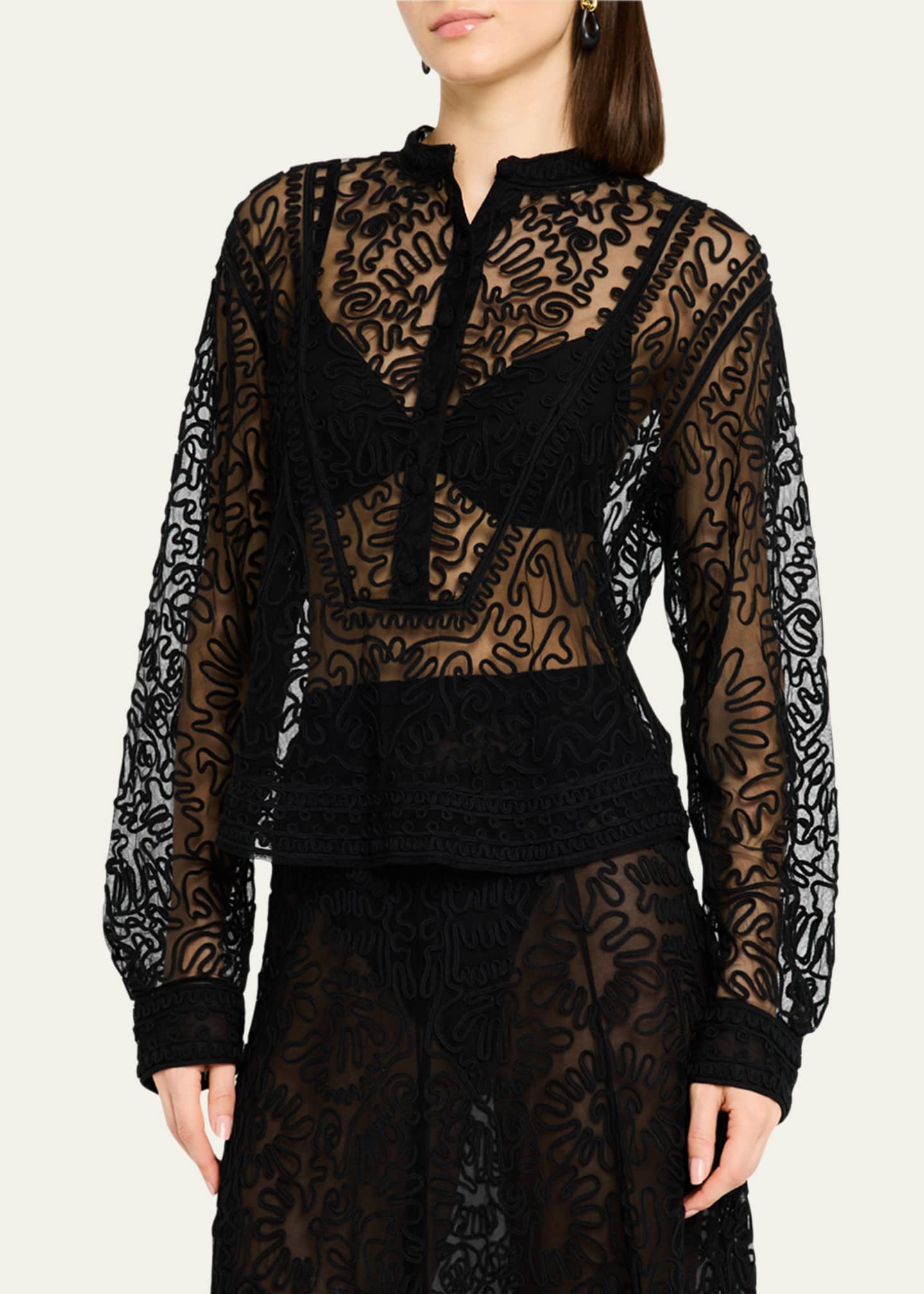 Ulla Johnson Esme Sheer Embroidered Blouse Image 4 of 5