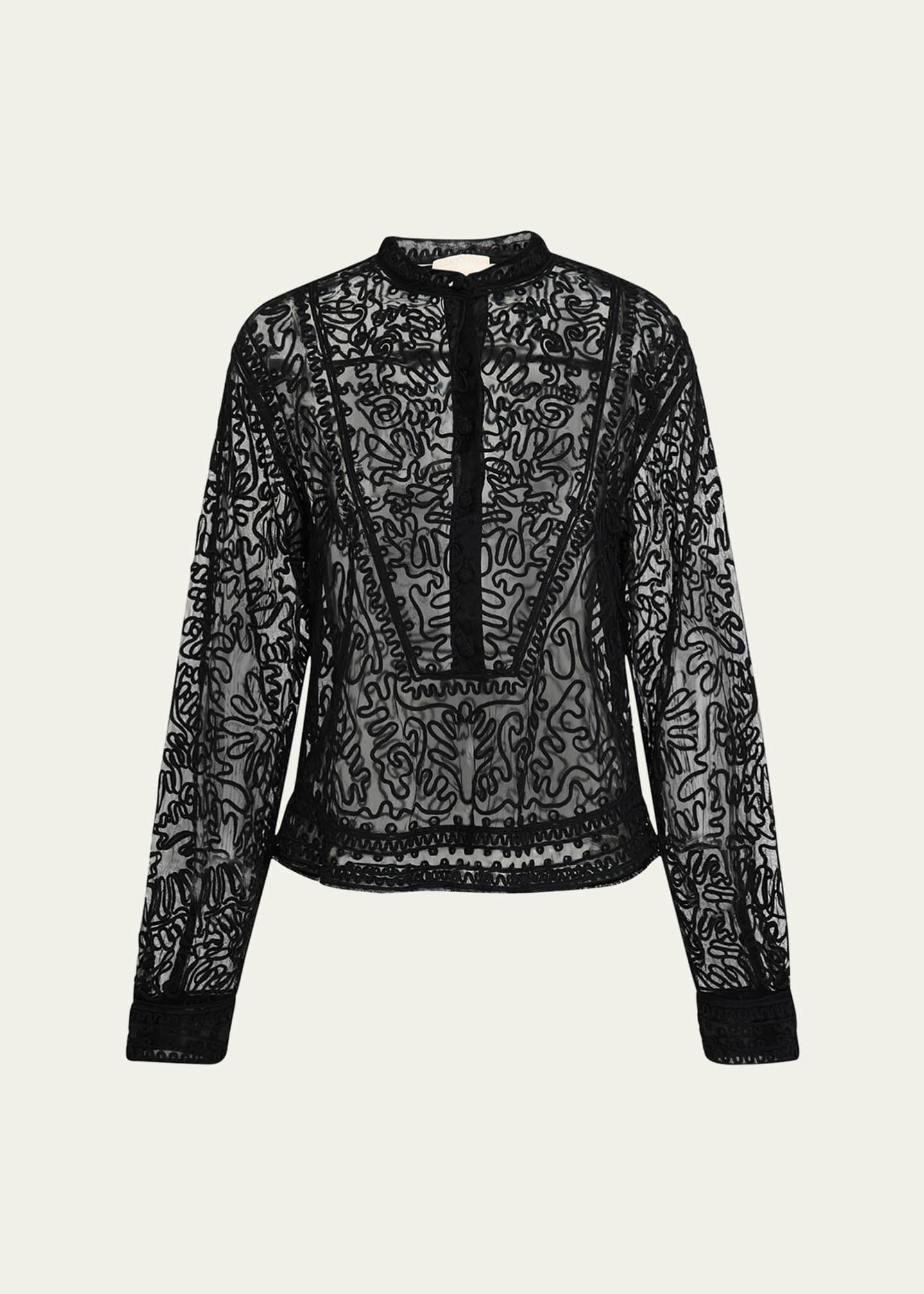 Ulla Johnson Esme Sheer Embroidered Blouse Image 1 of 5