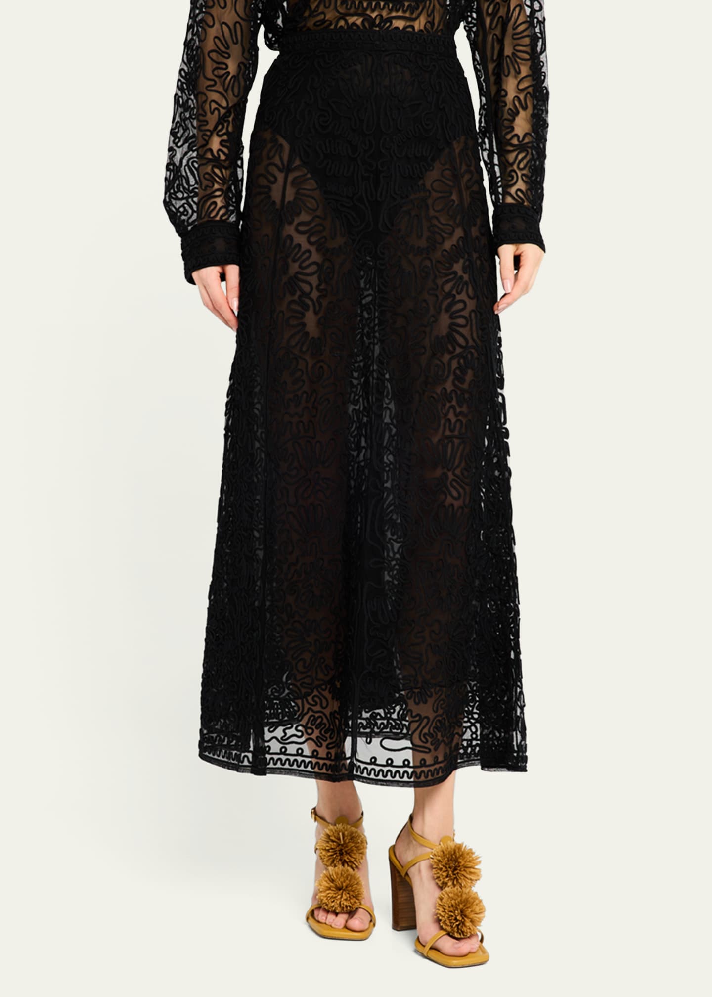 Ulla Johnson Katja Sheer Embroidered Skirt Image 4 of 5