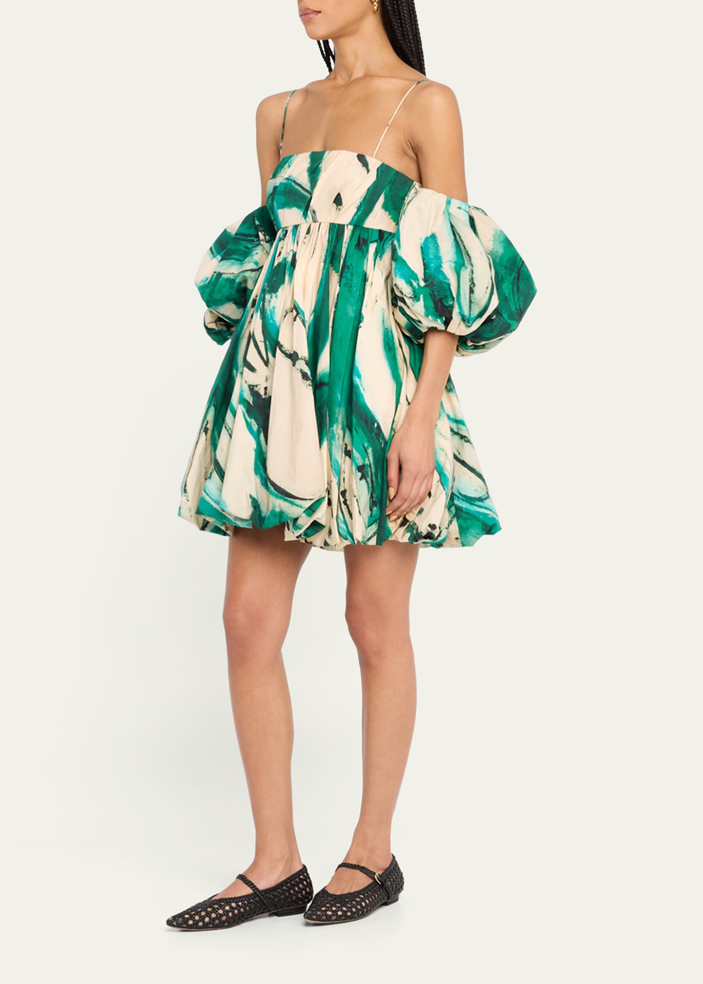 Ulla Johnson UJ x Lee Krasner Hartigan Portrait in Green Mini Dress Image 4 of 5