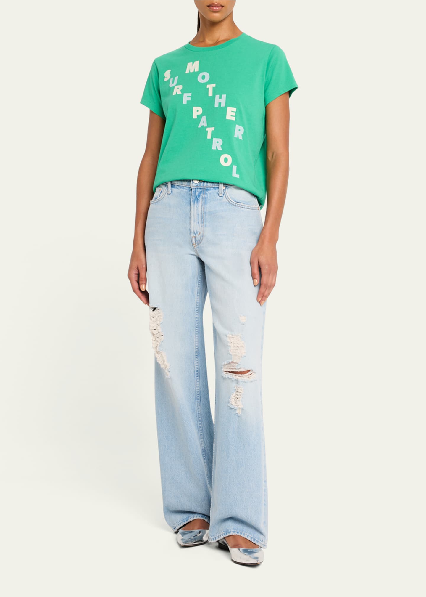 デニム・ジーパン MOTHER 'The Spinner Zip Sneak' jeans White MOTHER The Spinner Zip Sneak Jeans | Free People UK