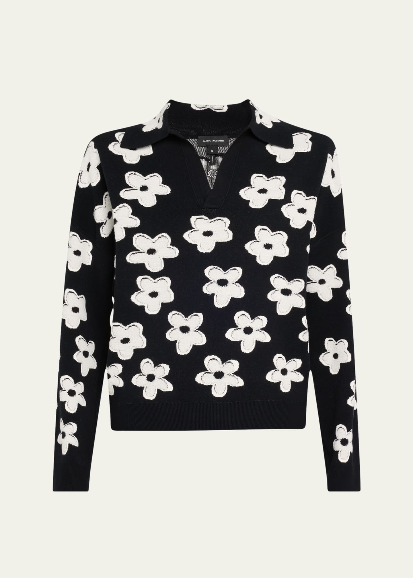 Marc Jacobs Daisy Jacquard Long-Sleeve Polo Top Image 1 of 3