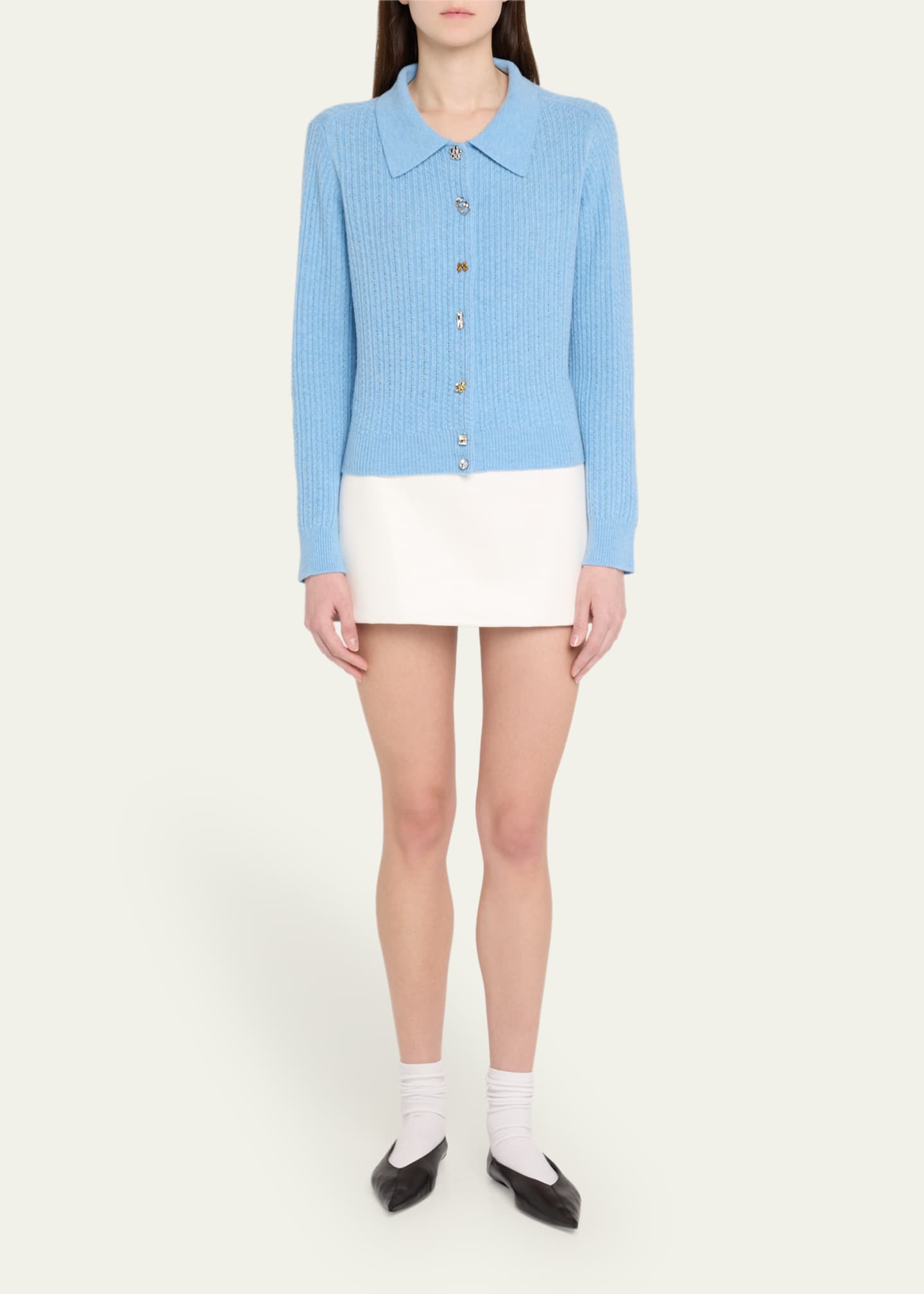 Marc Jacobs Charm Wool-Cashmere Cable Knit Cardigan Image 2 of 5