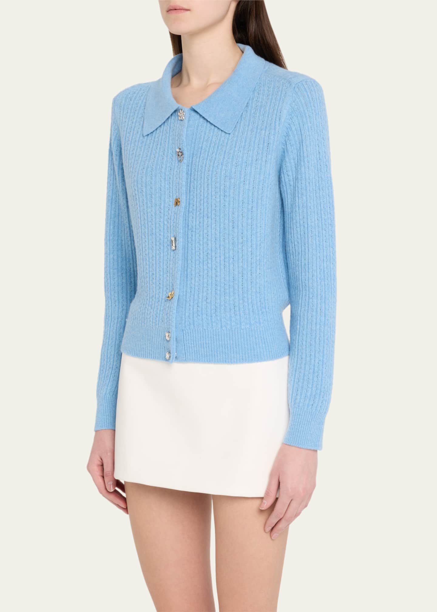 Marc Jacobs Charm Wool-Cashmere Cable Knit Cardigan Image 4 of 5