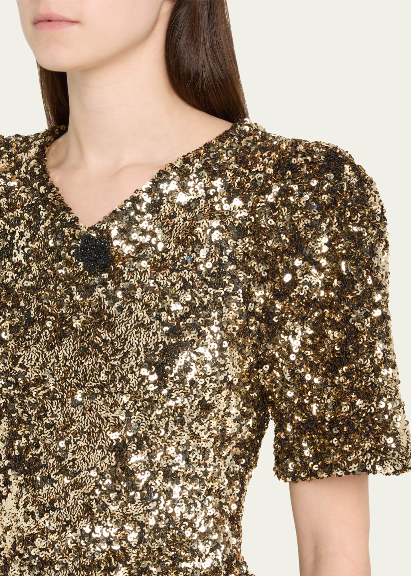 Marc Jacobs V-Neck Sequin Knit Mini Dress Image 5 of 5