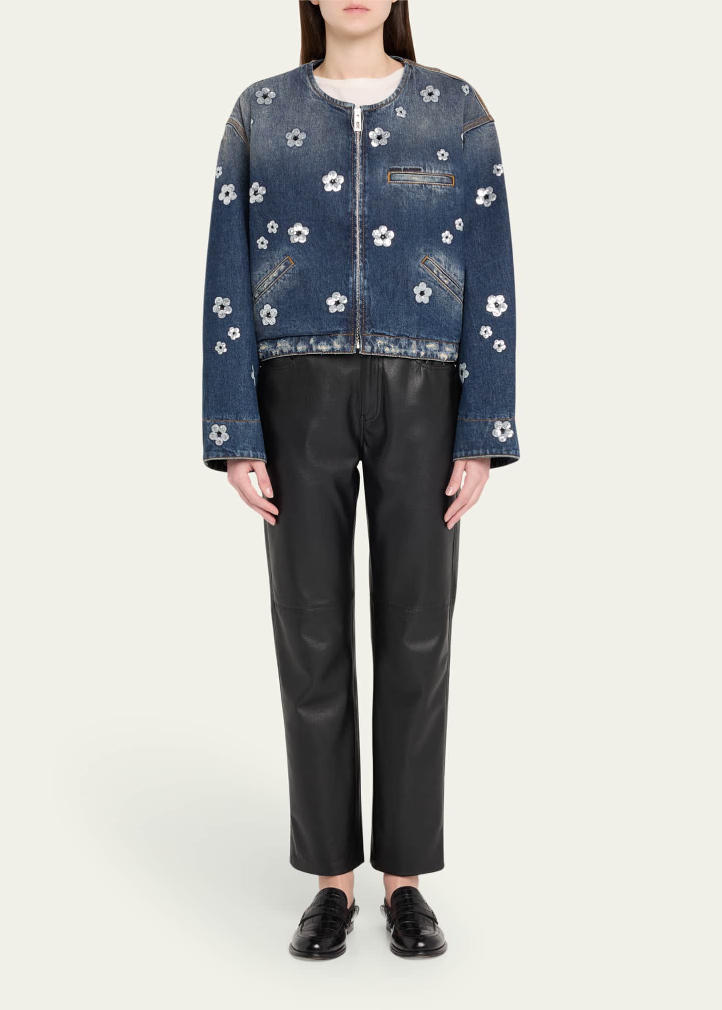 Marc Jacobs Daisy Sequined Denim Crop Jacket Image 2 of 5