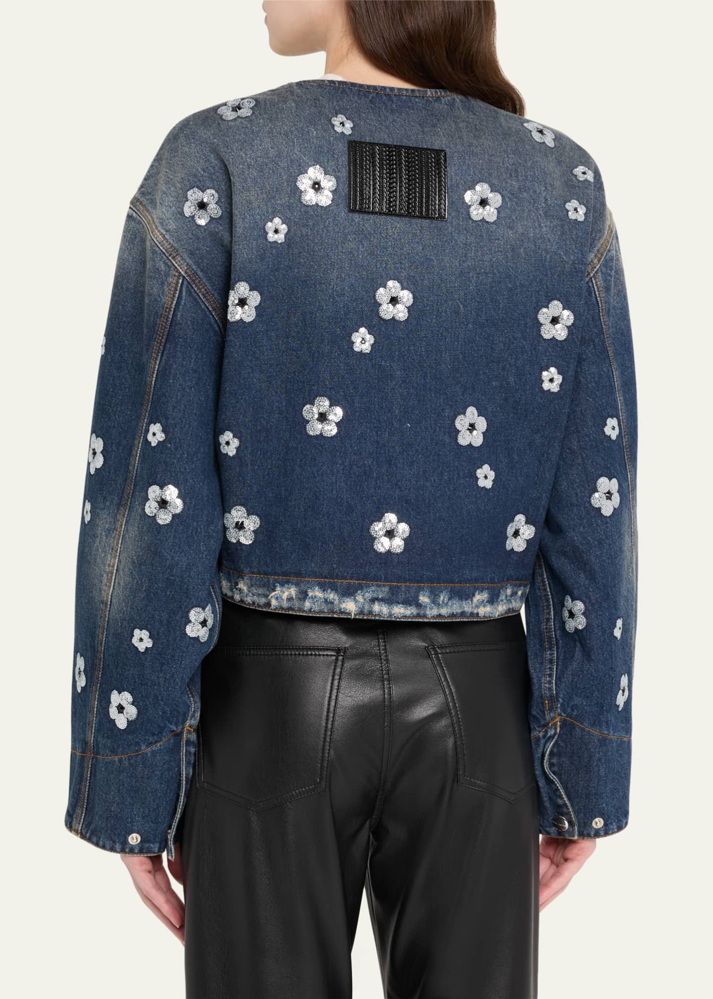 Marc Jacobs Daisy Sequined Denim Crop Jacket Image 3 of 5