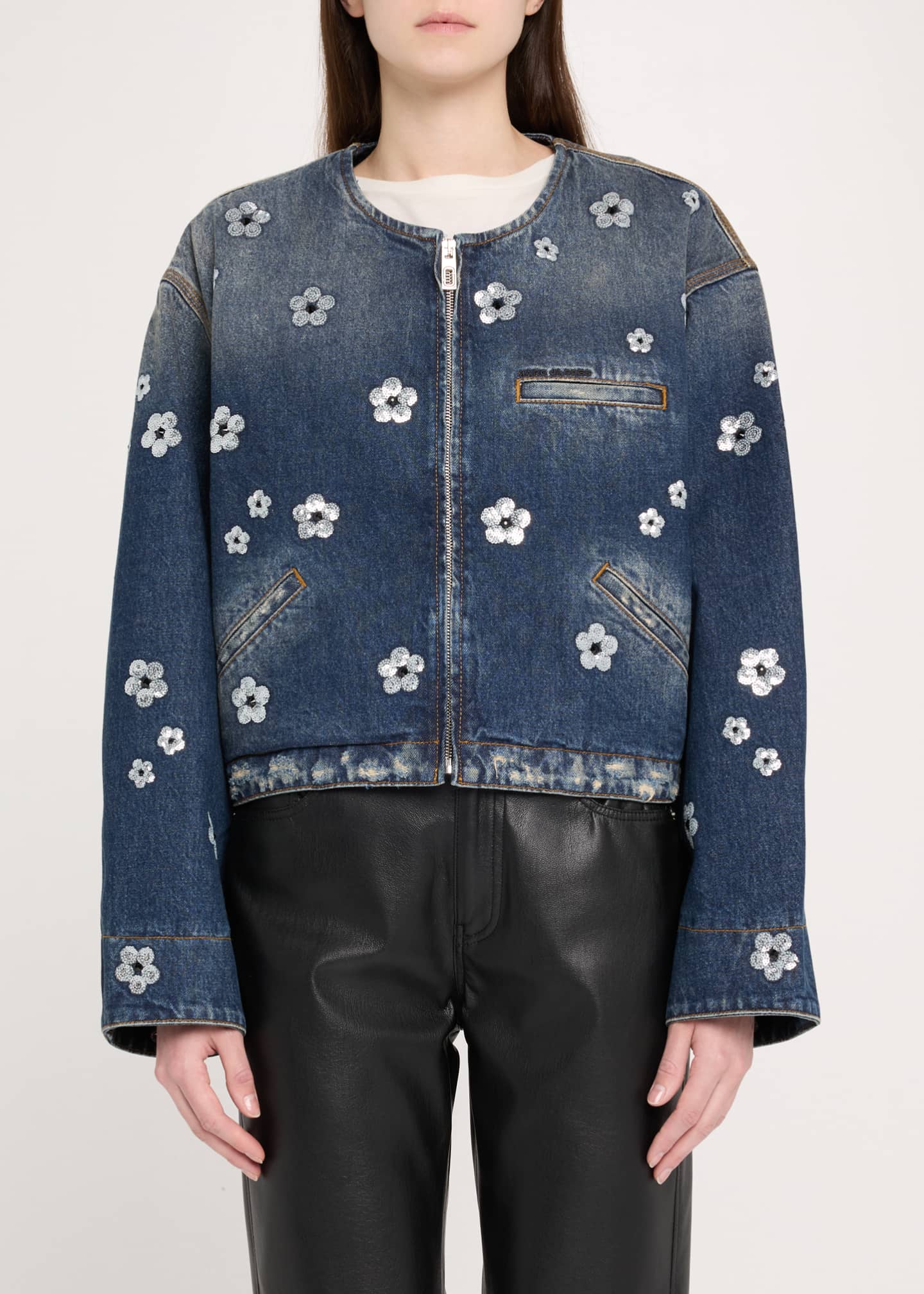 Marc Jacobs Daisy Sequined Denim Crop Jacket Image 4 of 5
