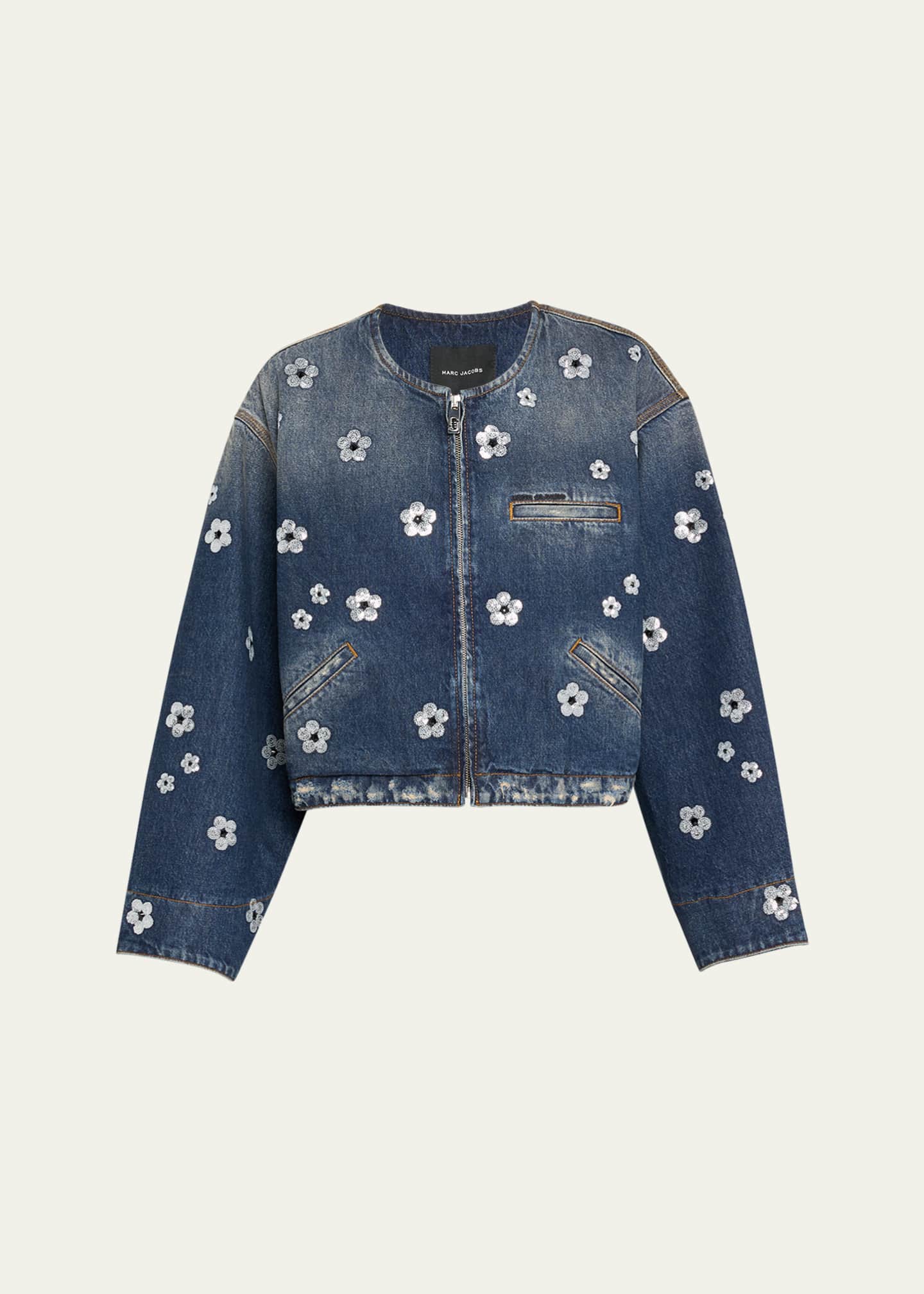 Marc Jacobs Daisy Sequined Denim Crop Jacket Image 1 of 5