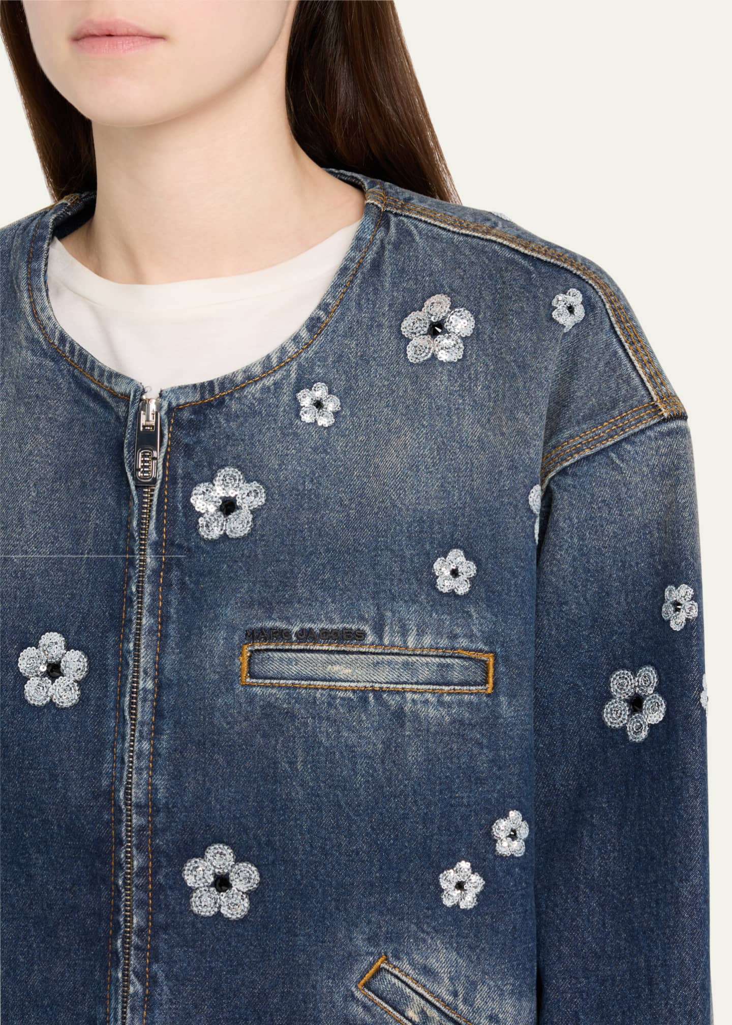 Marc Jacobs Daisy Sequined Denim Crop Jacket Image 5 of 5