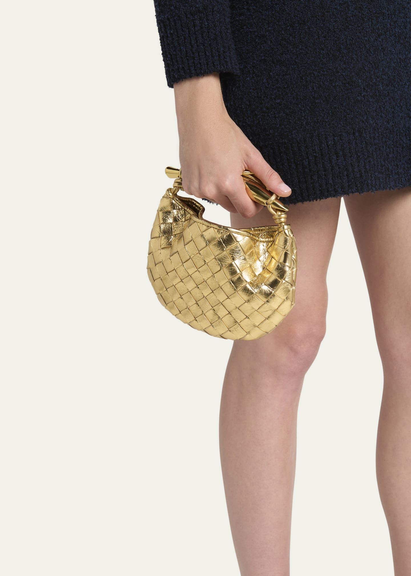 Bottega Veneta Mini Sardine Metallic Crossbody Bag