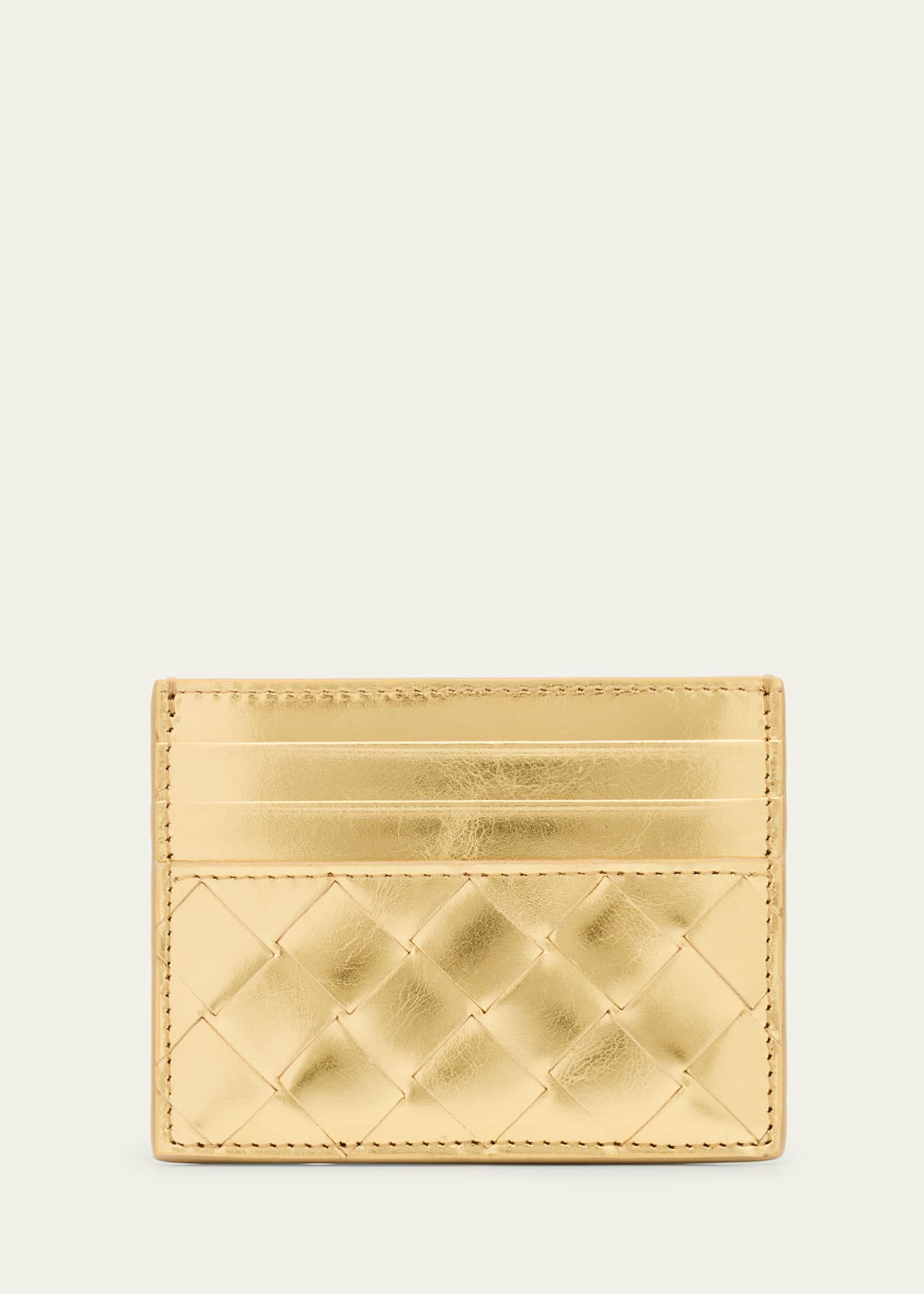 Bottega Veneta Intrecciato Metallic Leather Card Case Image 3 of 4