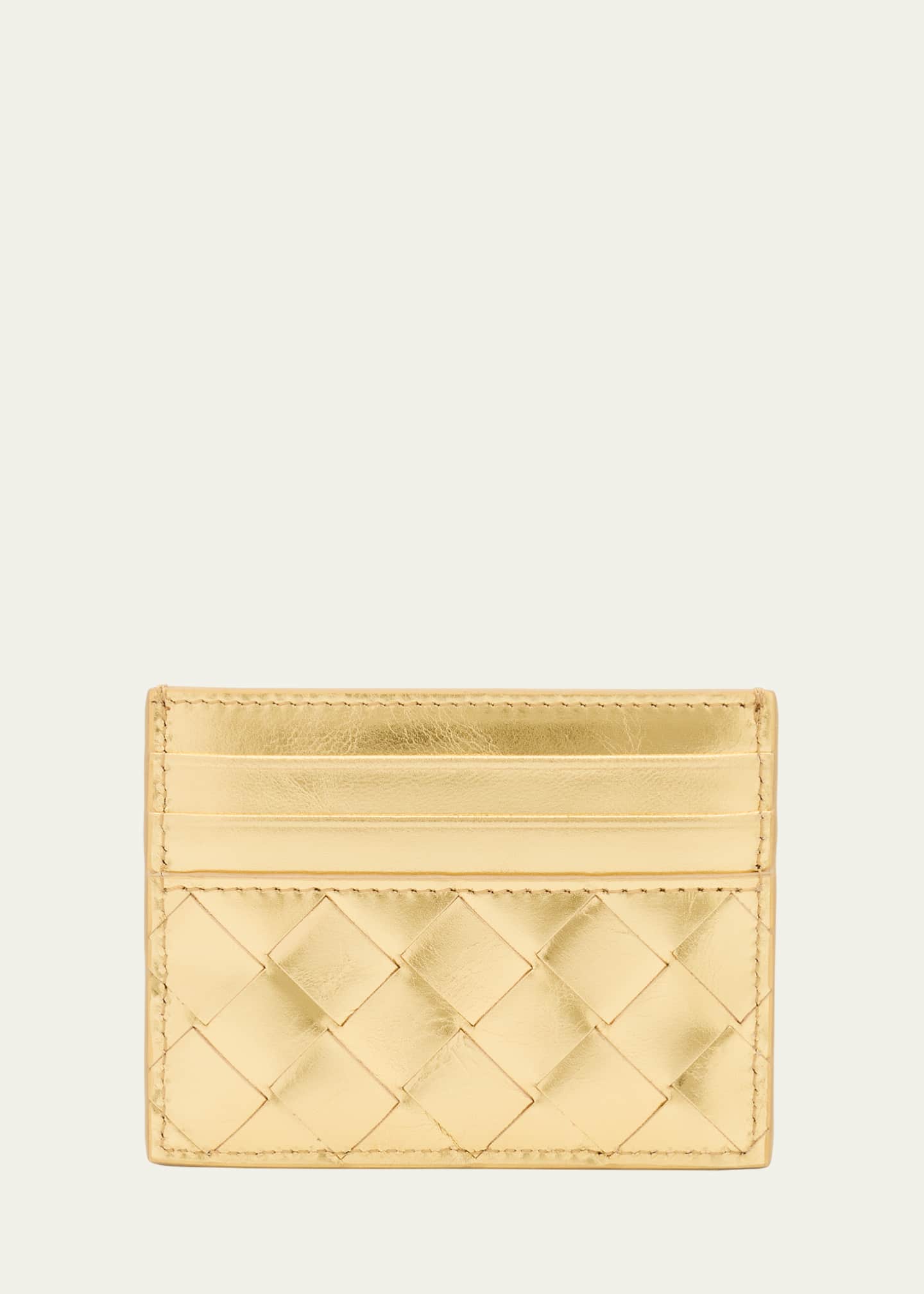Bottega Veneta Intrecciato Metallic Leather Card Case Image 1 of 4