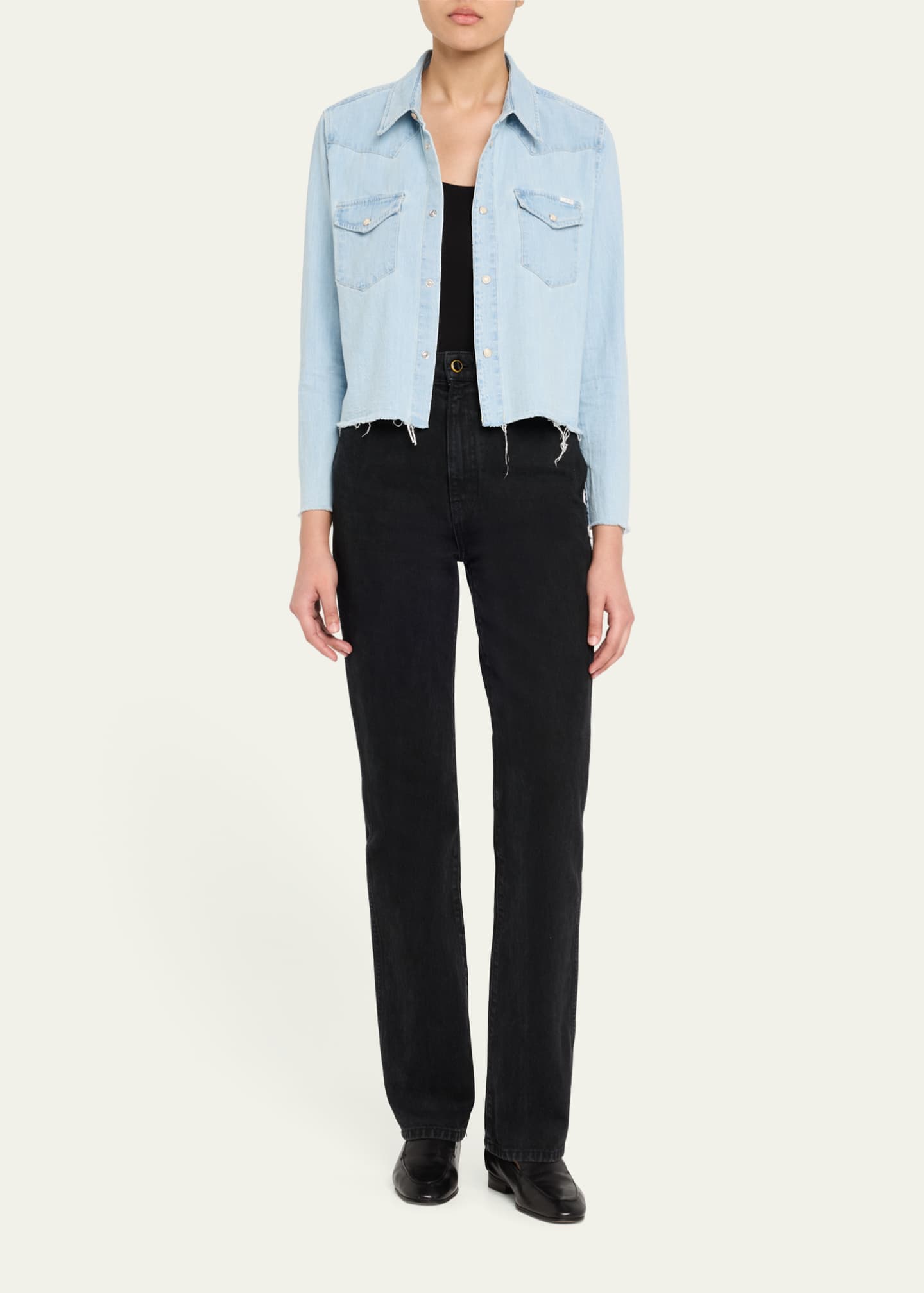 MOTHER The Super Ex Crop Step Fray Shirt Image 2 of 5