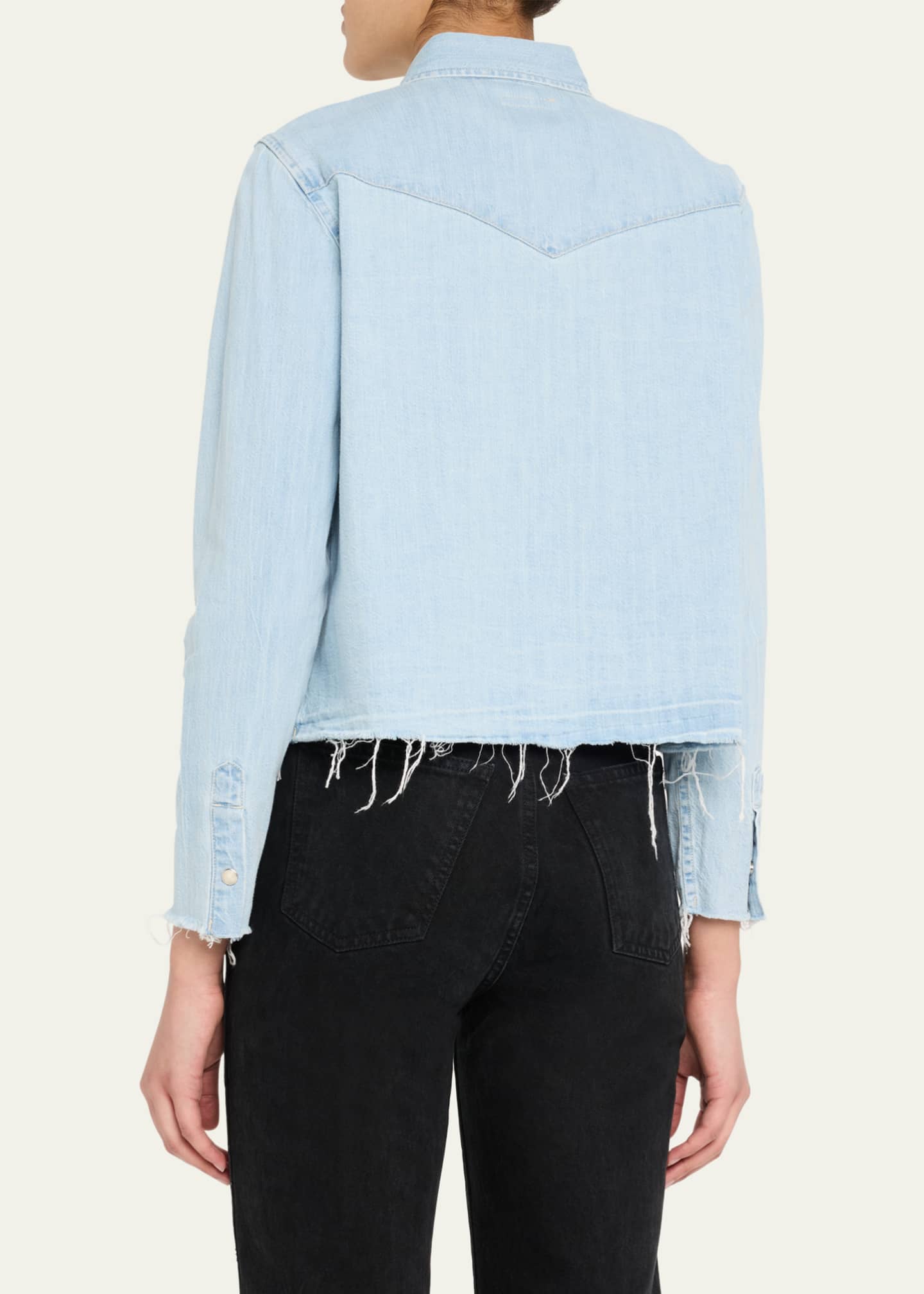 MOTHER The Super Ex Crop Step Fray Shirt Image 3 of 5