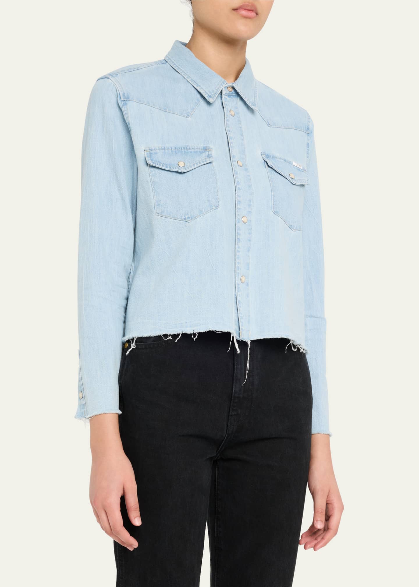 MOTHER The Super Ex Crop Step Fray Shirt Image 4 of 5