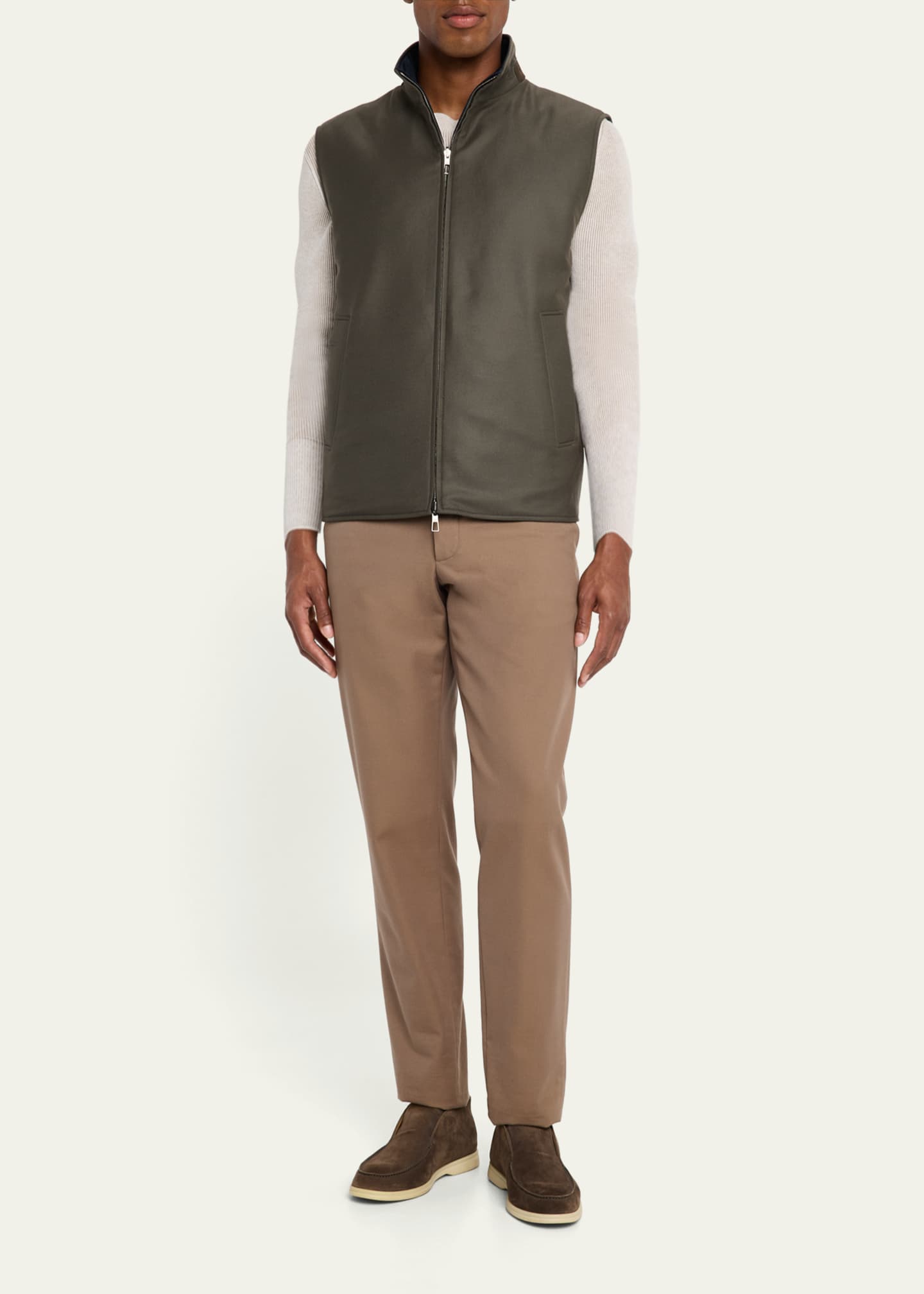 一日限定価格　タグ付き未使用、Mouton×Knit VEST Loro Piana Men's Grian Gifts of Kings Reversible Full-Zip Vest
