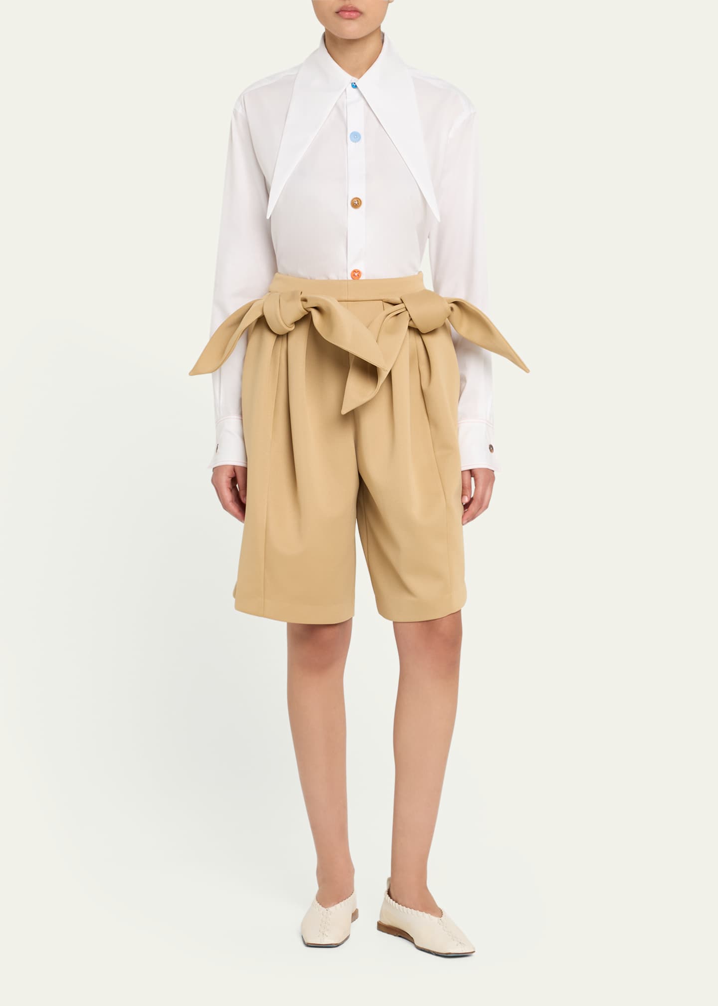 Clair Canvas Shorts with Bows