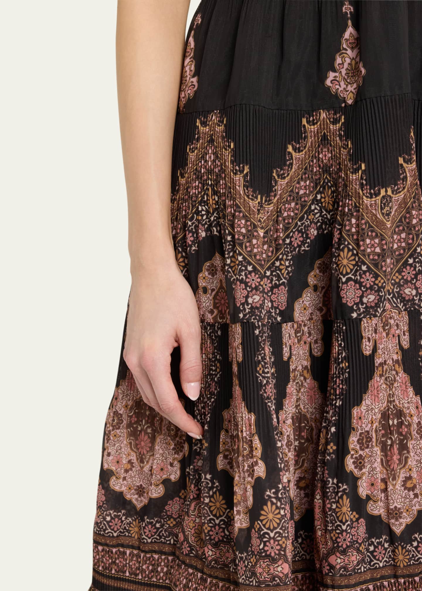 Zimmermann Pleated Puff-Sleeve Midi Dress Image 5 of 5