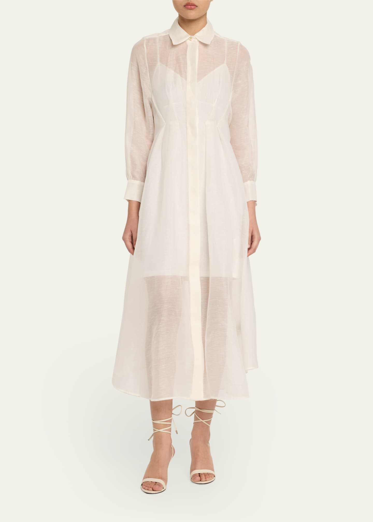 Zimmermann Illuminate Sheer Draped Shirtdress Image 2 of 5