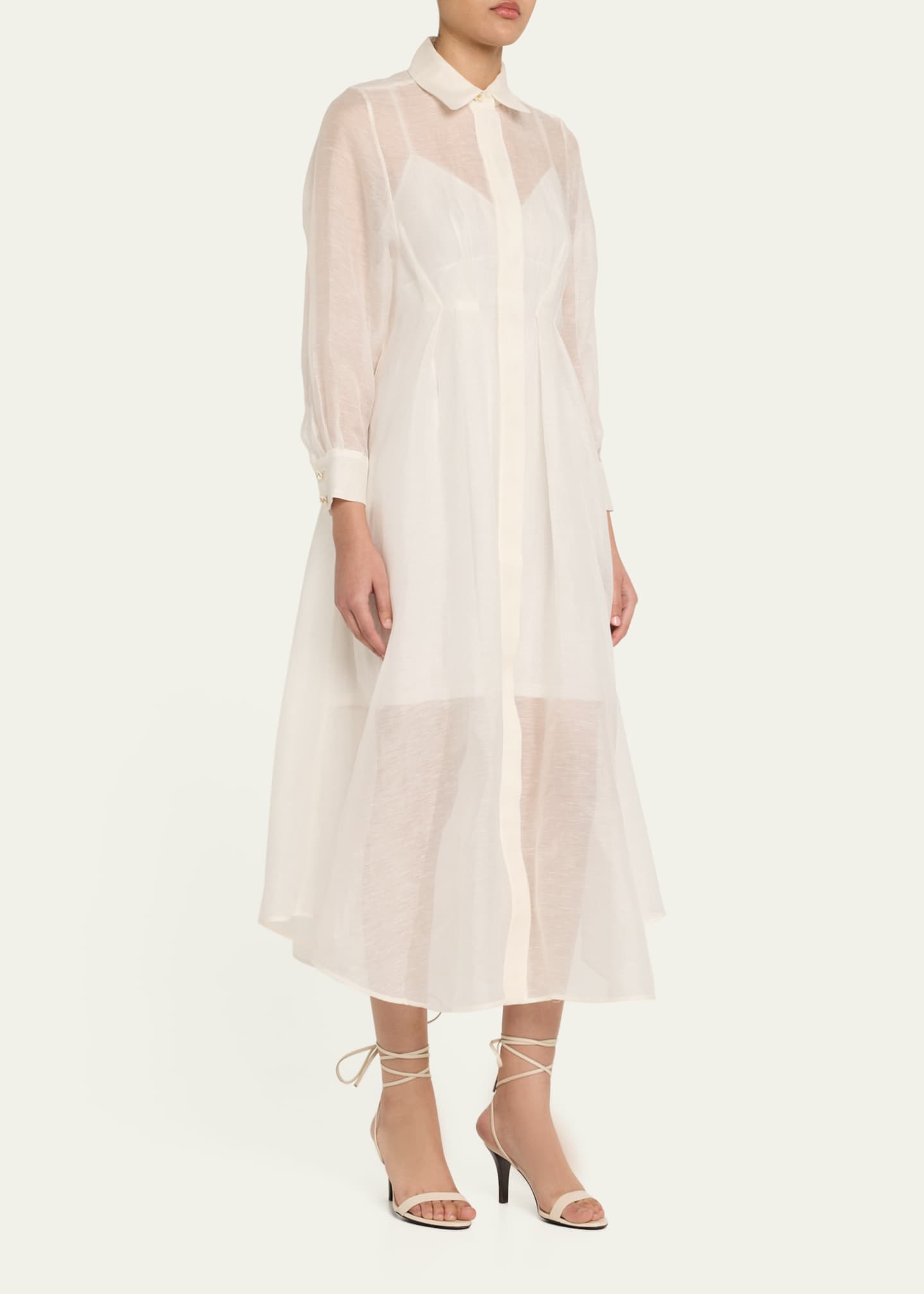Zimmermann Illuminate Sheer Draped Shirtdress Image 4 of 5