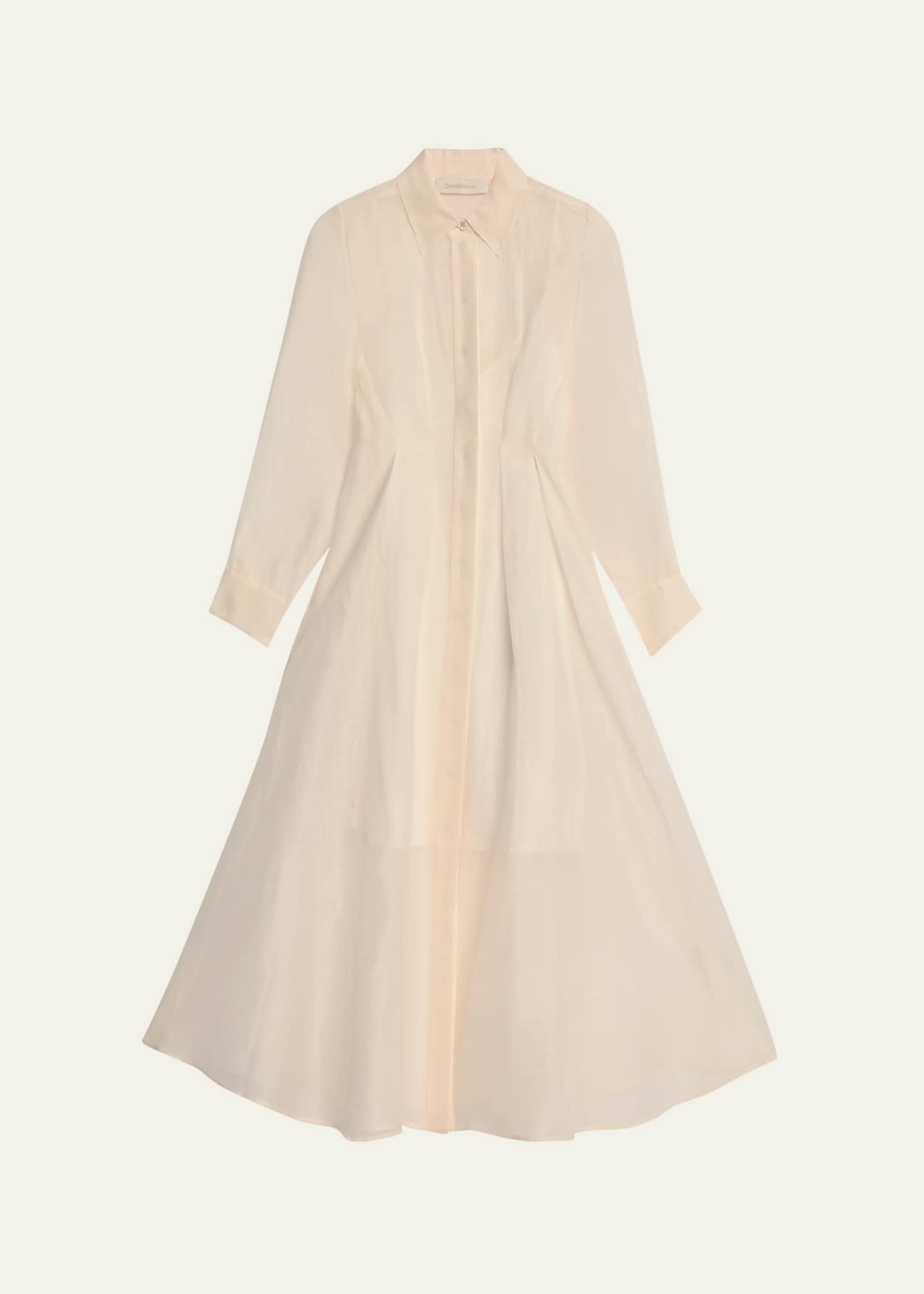 Zimmermann Illuminate Sheer Draped Shirtdress Image 1 of 5
