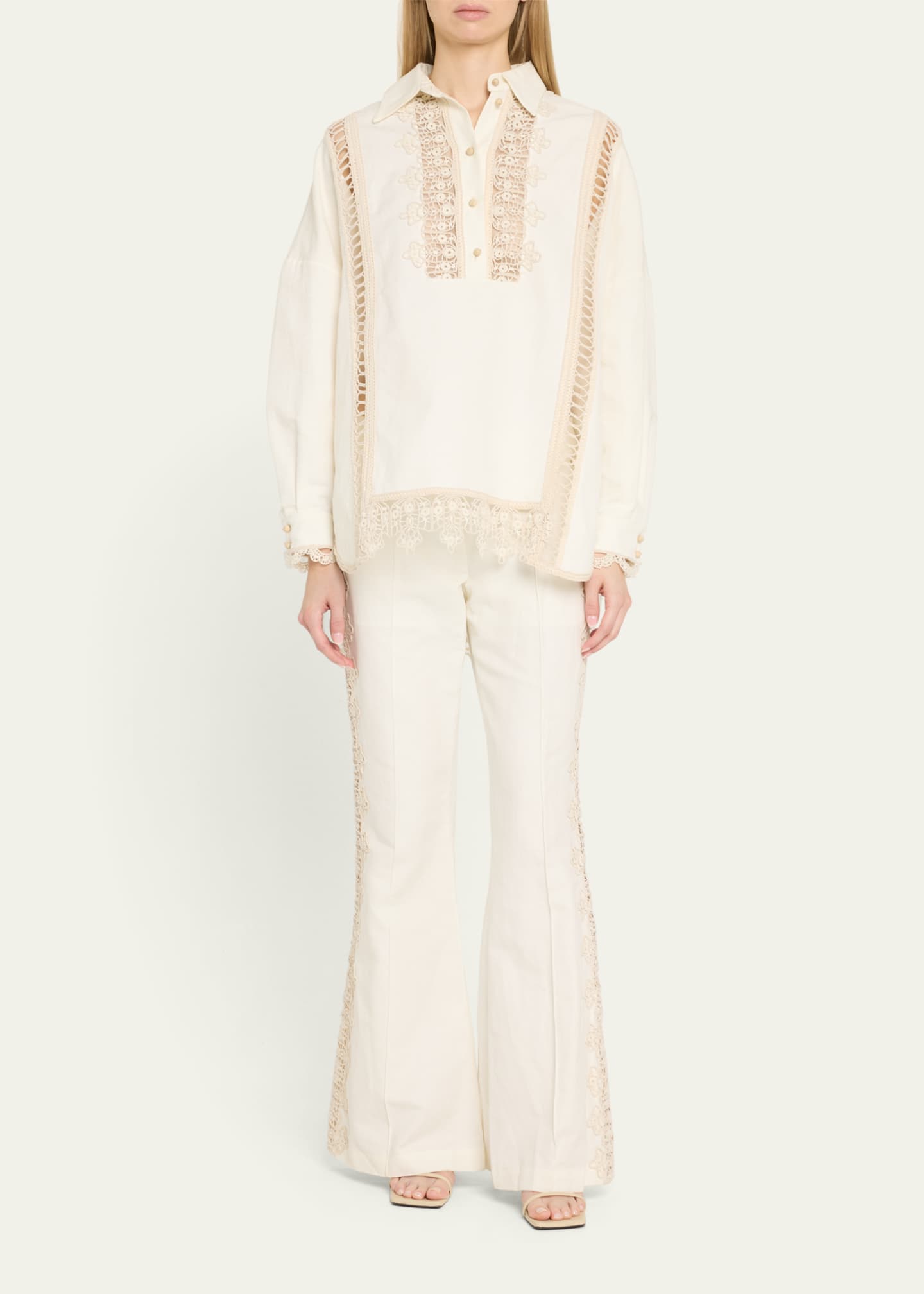 Zimmermann Illuminate Trimmed Flare Pants Image 2 of 5