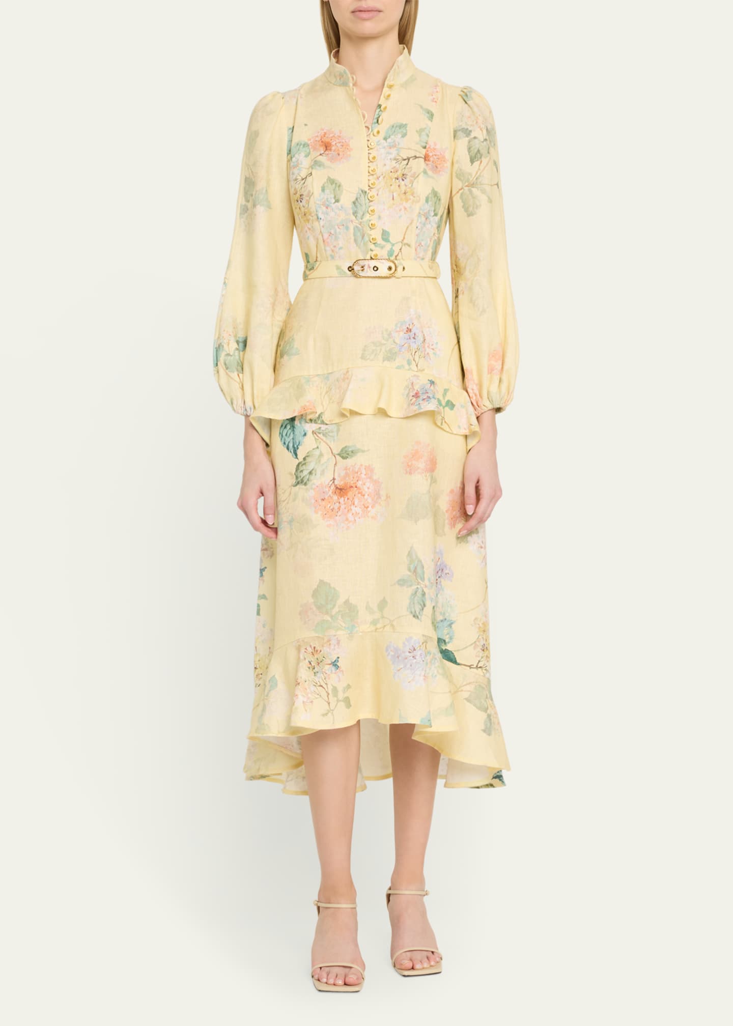 Zimmermann Illuminate Peplum Midi Dress Image 2 of 5