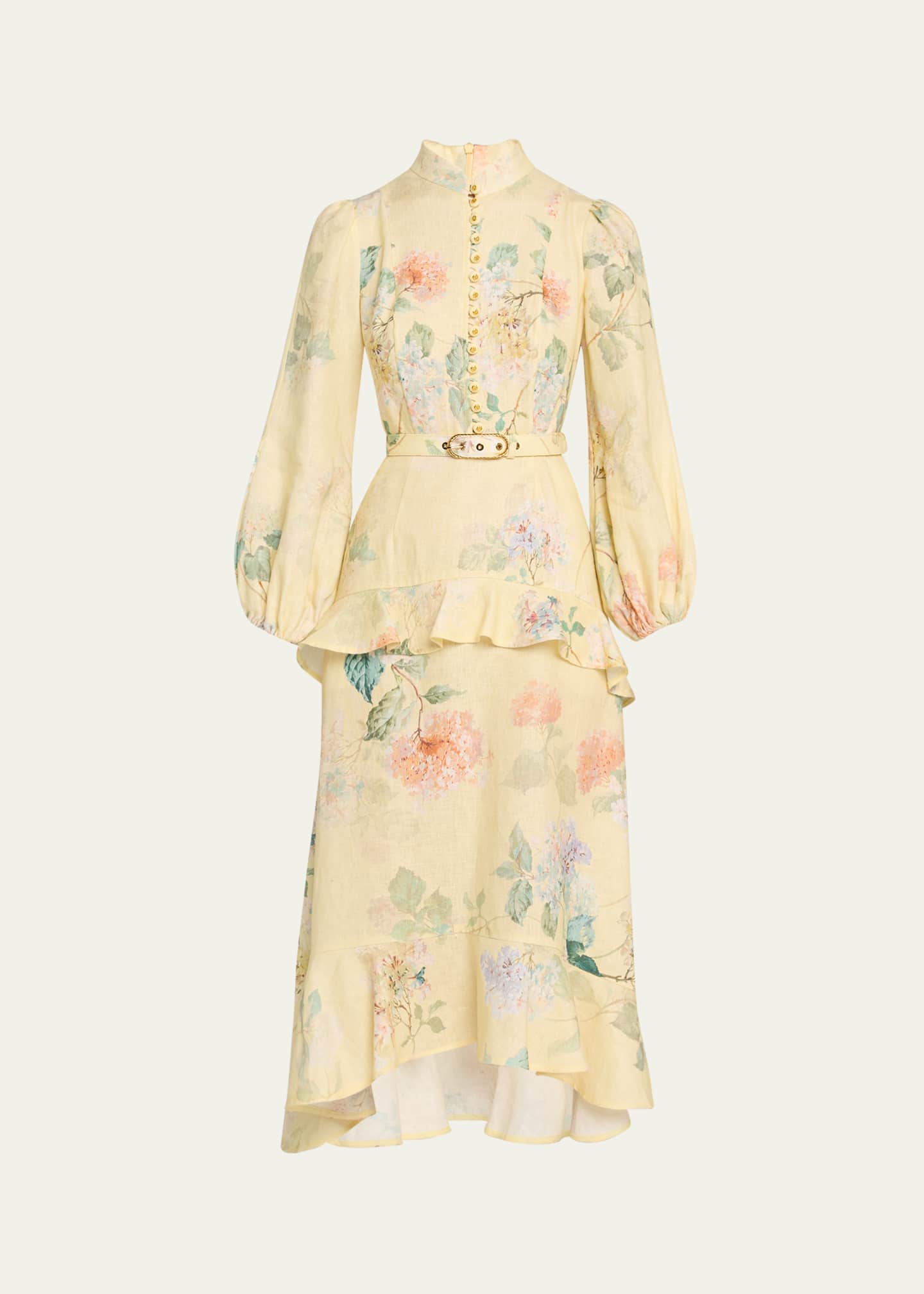 Zimmermann Illuminate Peplum Midi Dress Image 1 of 5