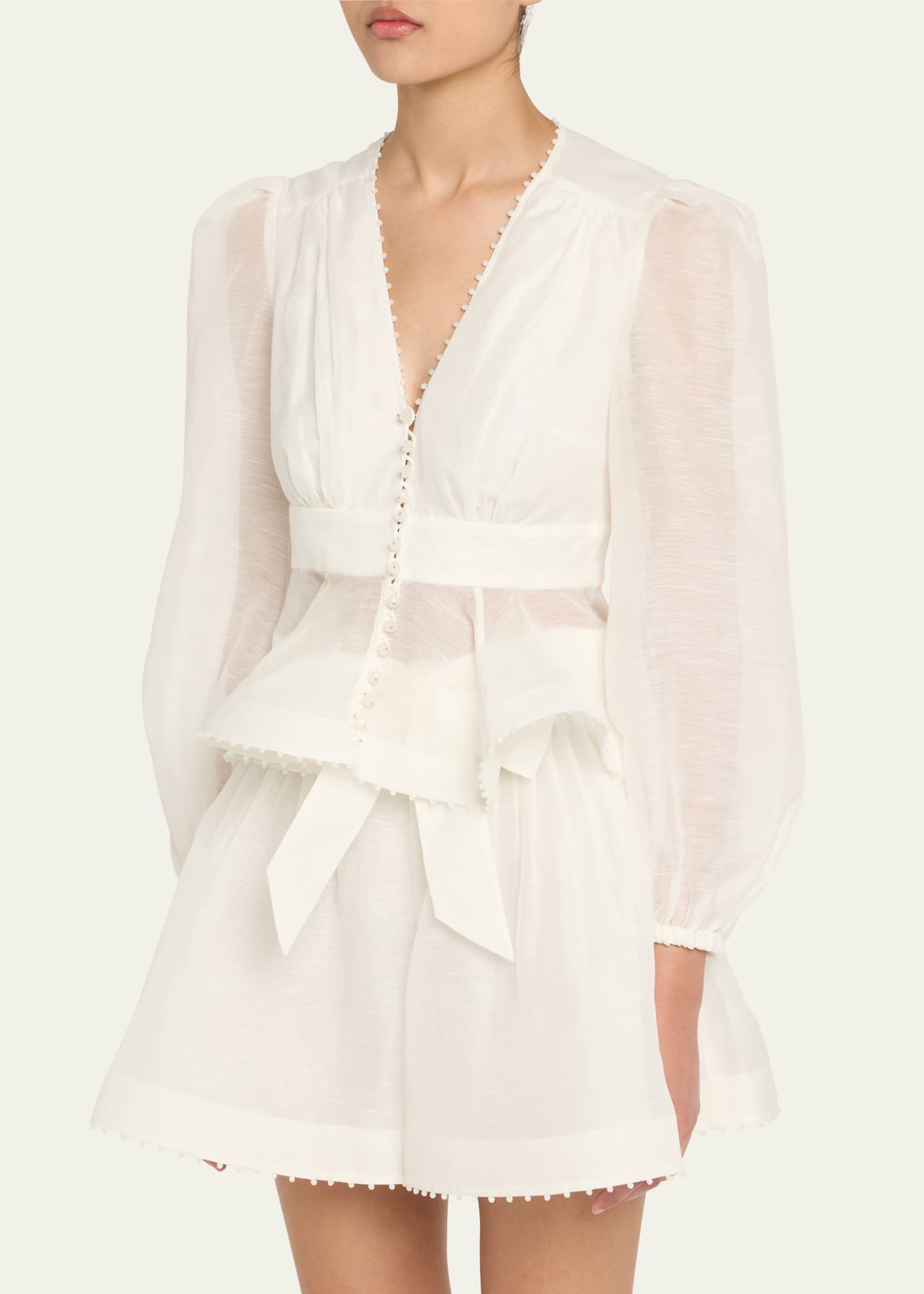 Zimmermann Dawning Beaded V-Neck Blouse Image 4 of 5