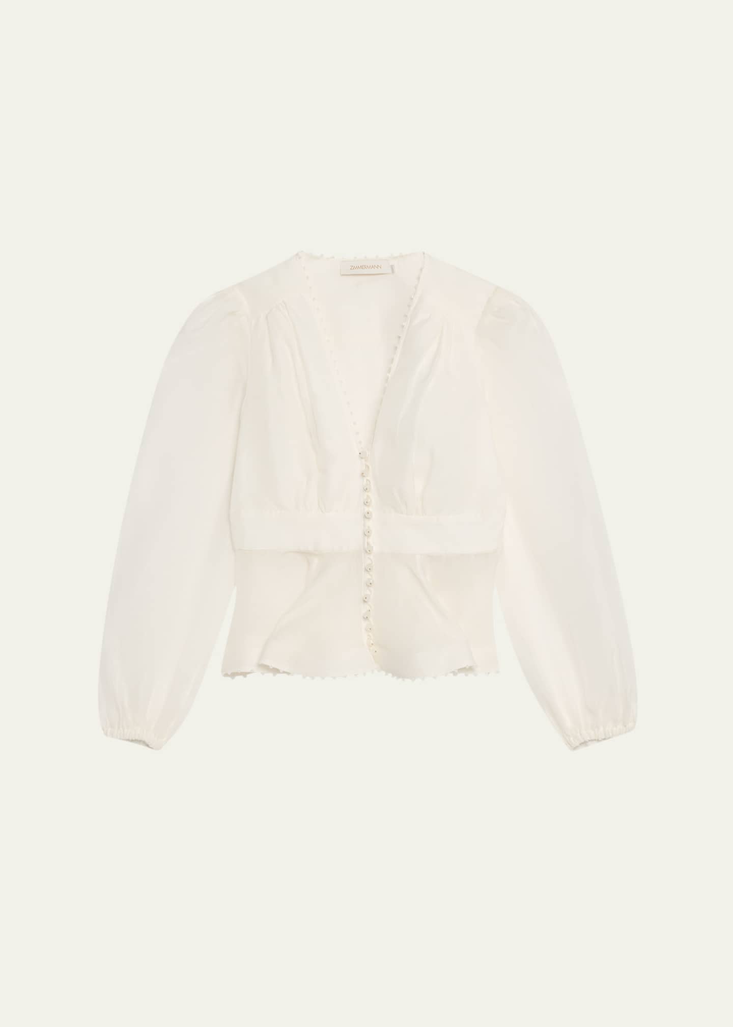 Zimmermann Dawning Beaded V-Neck Blouse Image 1 of 5