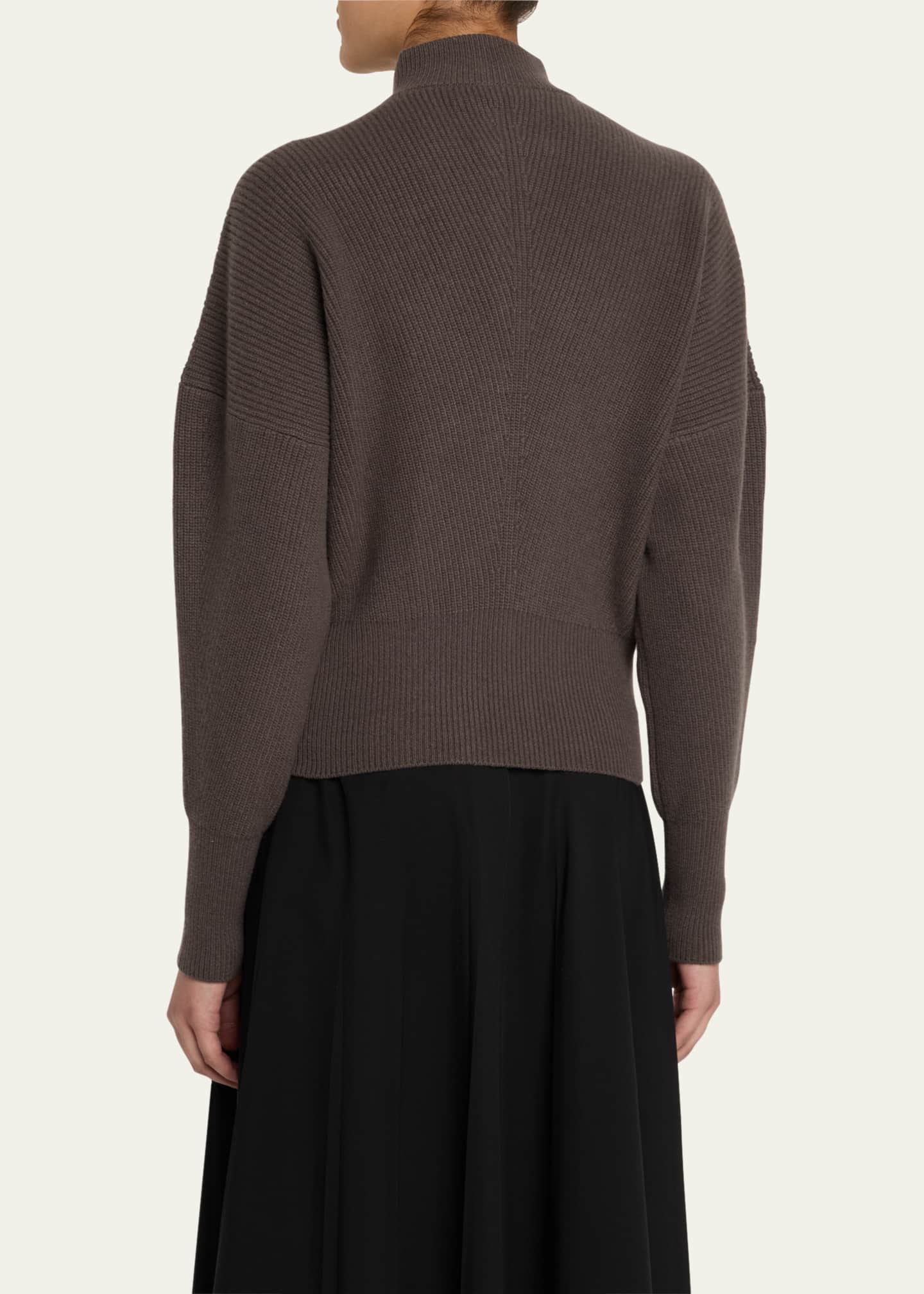SaSuPhi Zip English Ribbed Merino Wool Cashmere Cardigan Image 3 of 5