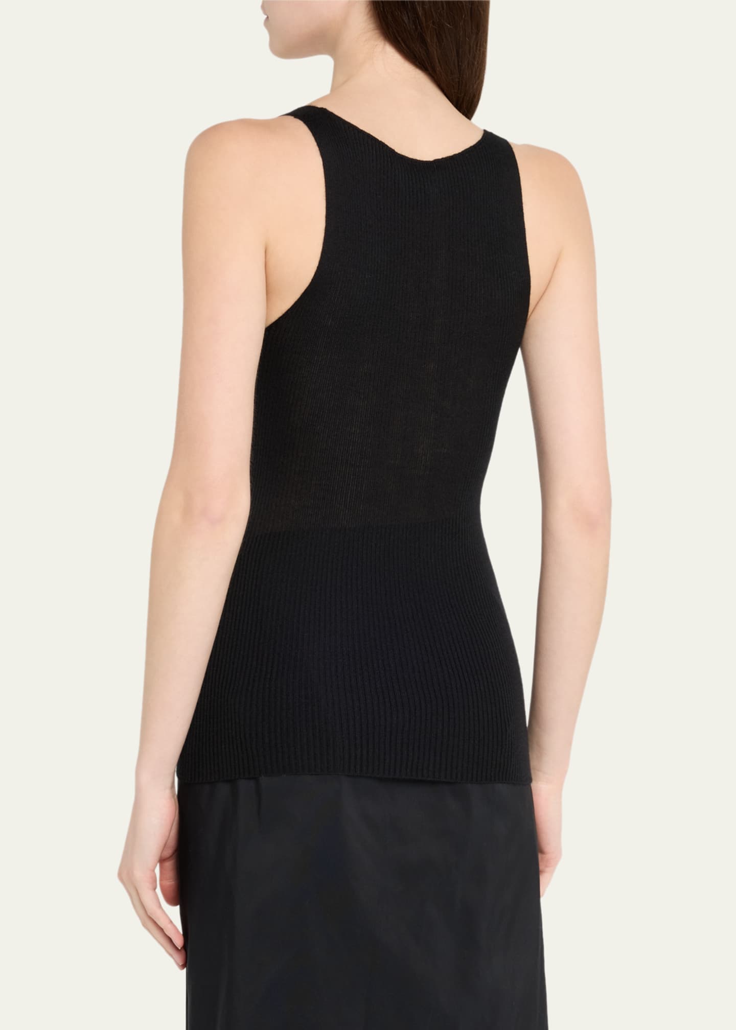 SaSuPhi Ribbed V-Neck Silk Cashmere Tank Top Image 3 of 5