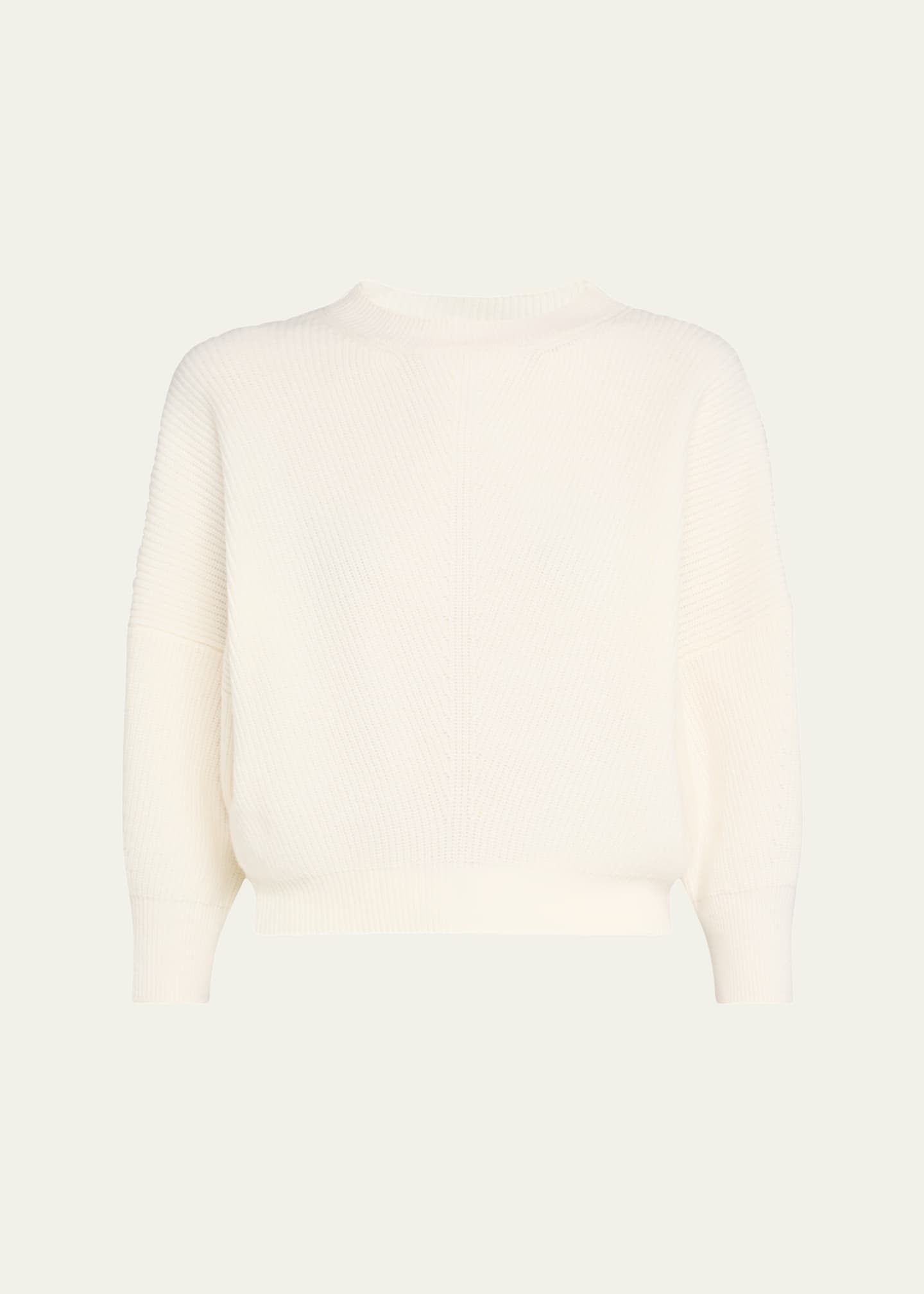 SaSuPhi English Ribbed Three-Quarter Sleeve Wool Cashmere Sweater Image 1 of 5