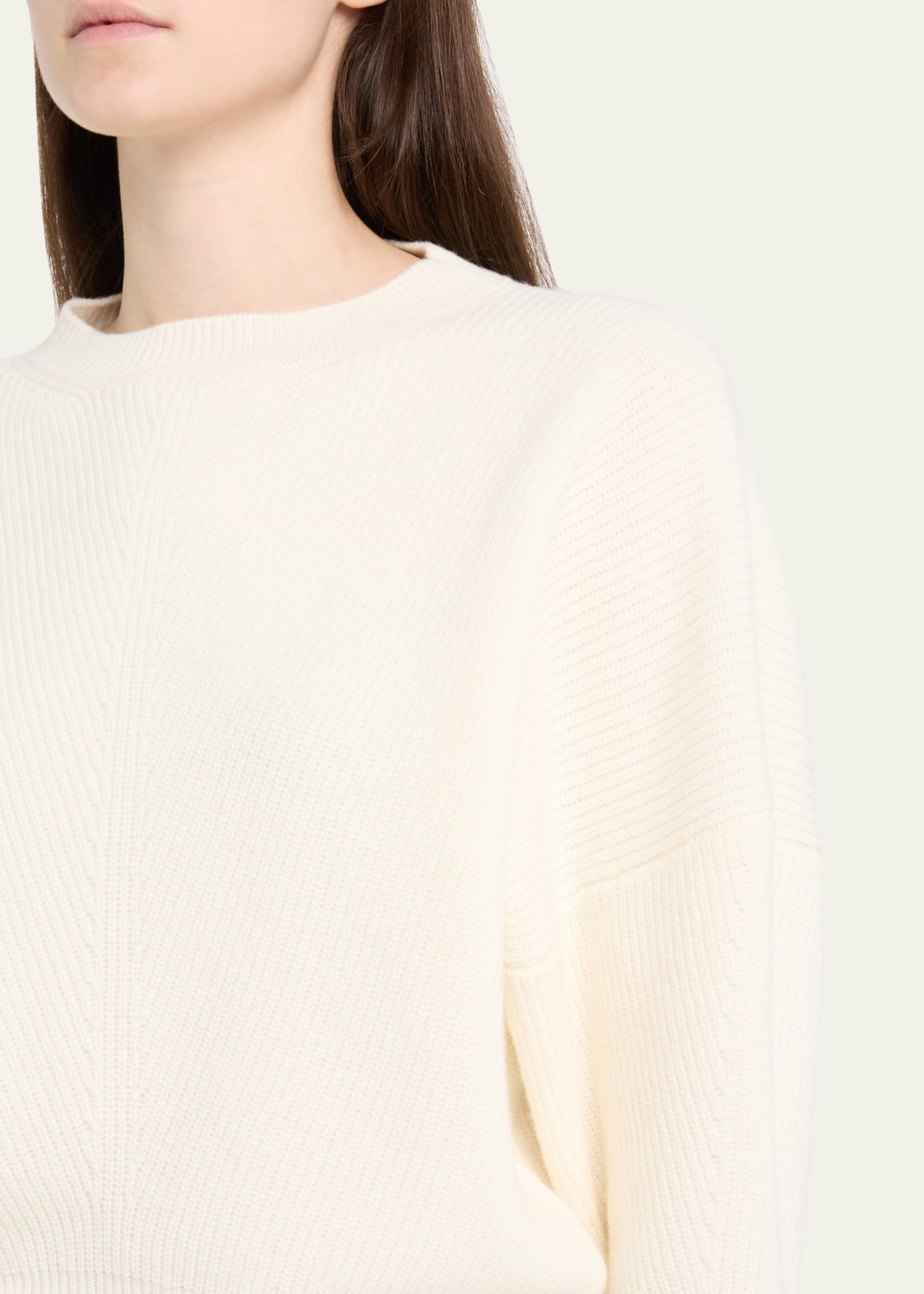 SaSuPhi English Ribbed Three-Quarter Sleeve Wool Cashmere Sweater Image 5 of 5