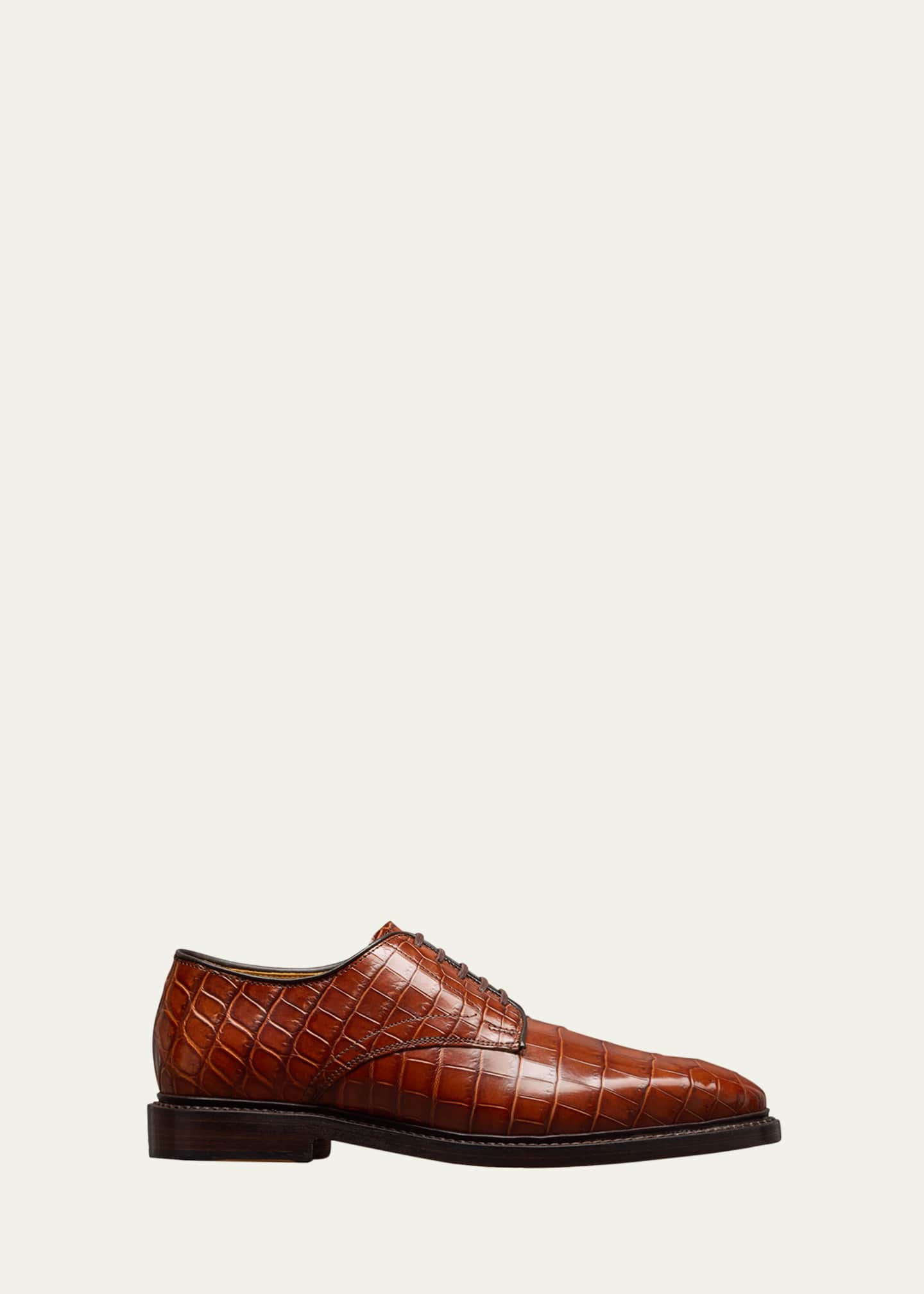 Allen Edmonds Reserve Men's Maxwell Crocodile Leather Derby Shoes, Chili, Men's, 10D, Formal & Dress Shoes Derby Shoes