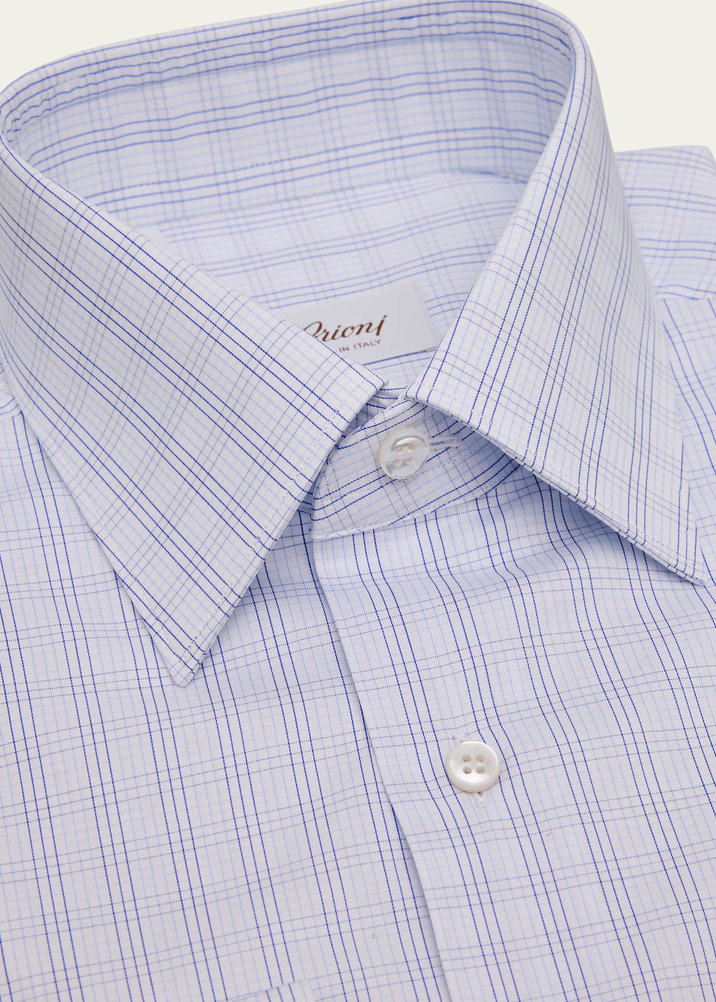 Brioni Men's Cotton Twill Check Dress Shirt Image 2 of 2