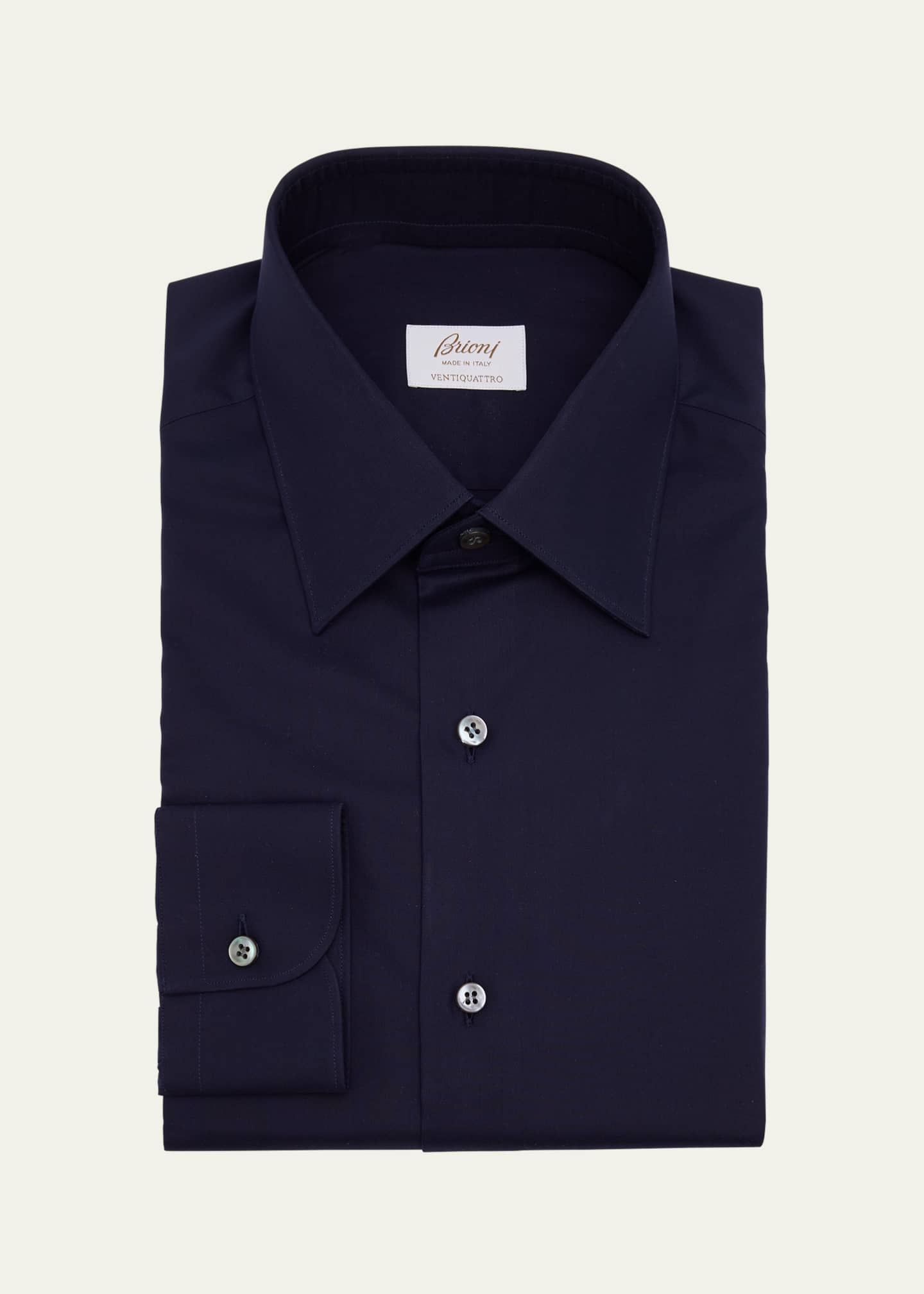 Brioni Men's Ventiquattro Cotton Twill Dress Shirt Image 1 of 2